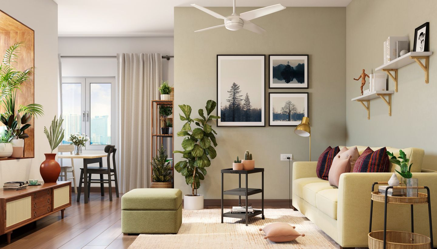Modern Living Room Design With Indoor Plants - Livspace