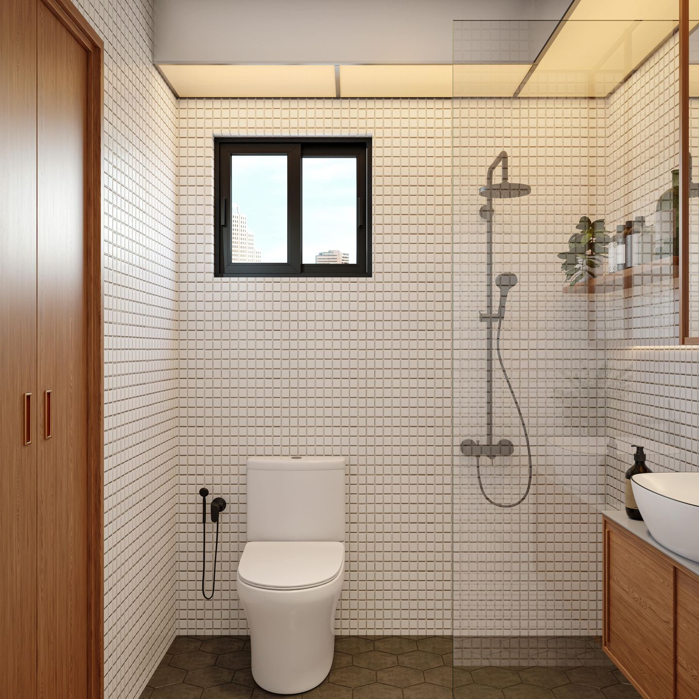 Modern Bathroom Design With Mosaic Tiles