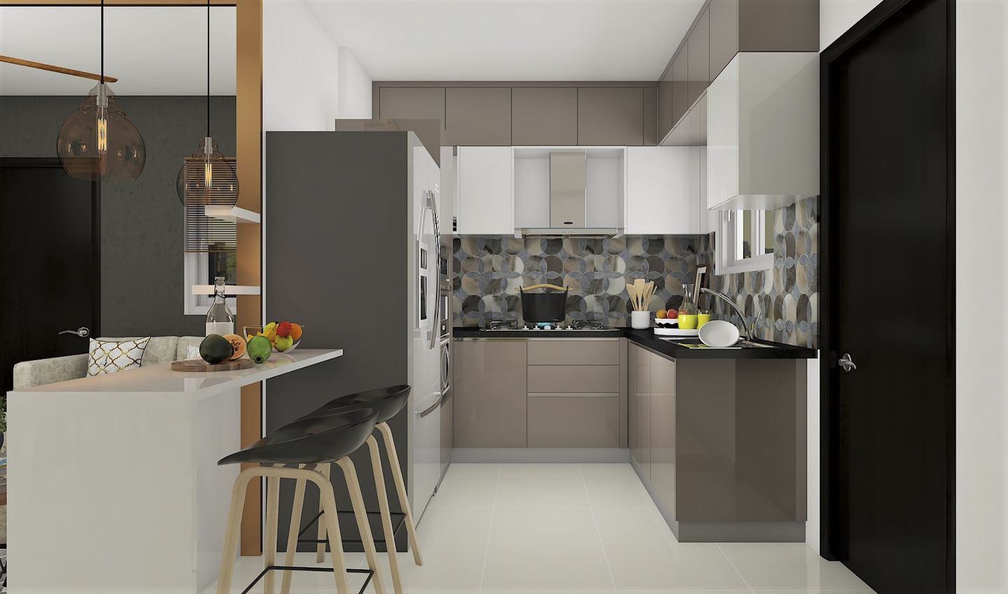 Contemporary Max Storage U-Shaped Modular Kitchen