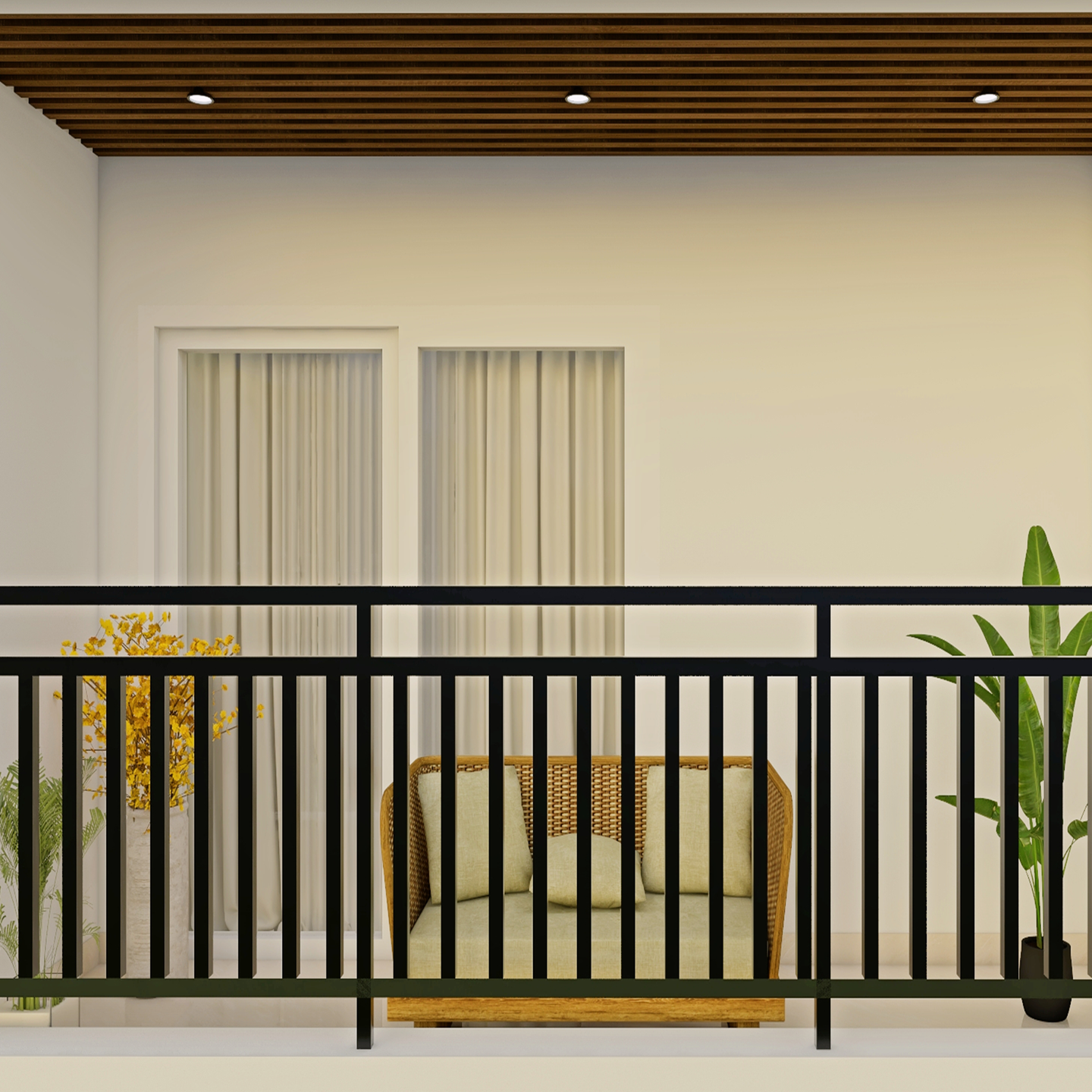 Spacious Balcony Design With Mini Garden - Livspace