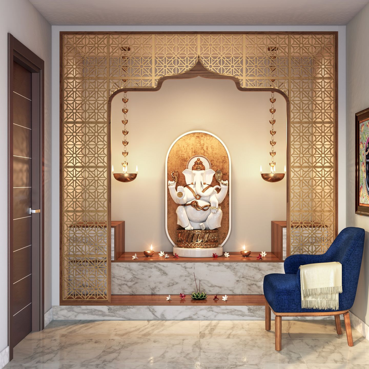 Luxurious Traditional Pooja Room Livspace
