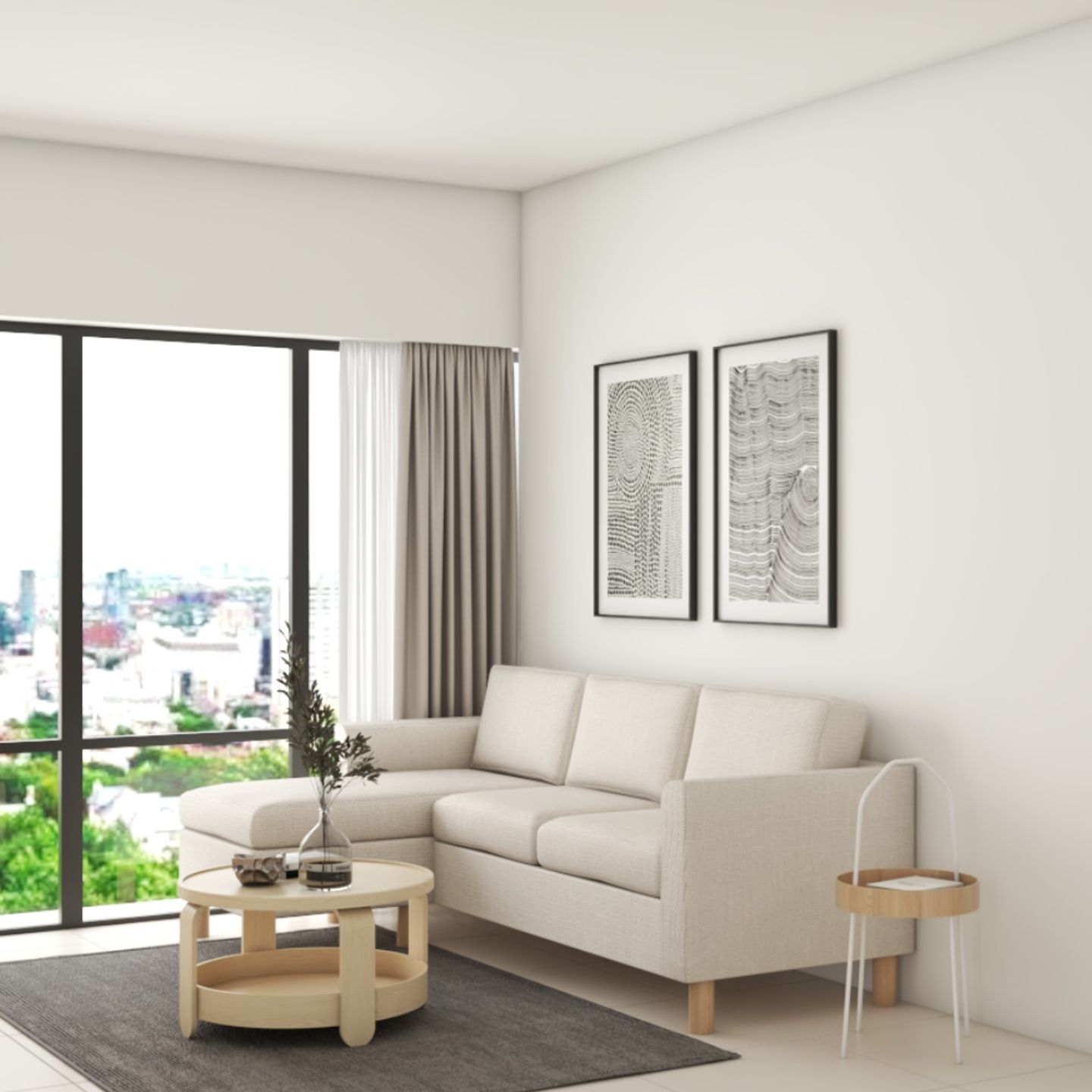 Minimalistic Living Room Design With A 4-Seater Sofa