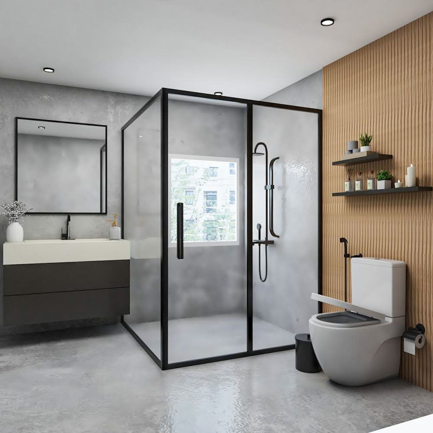 Spacious Bathroom Design With A Shower Unit - Livspace