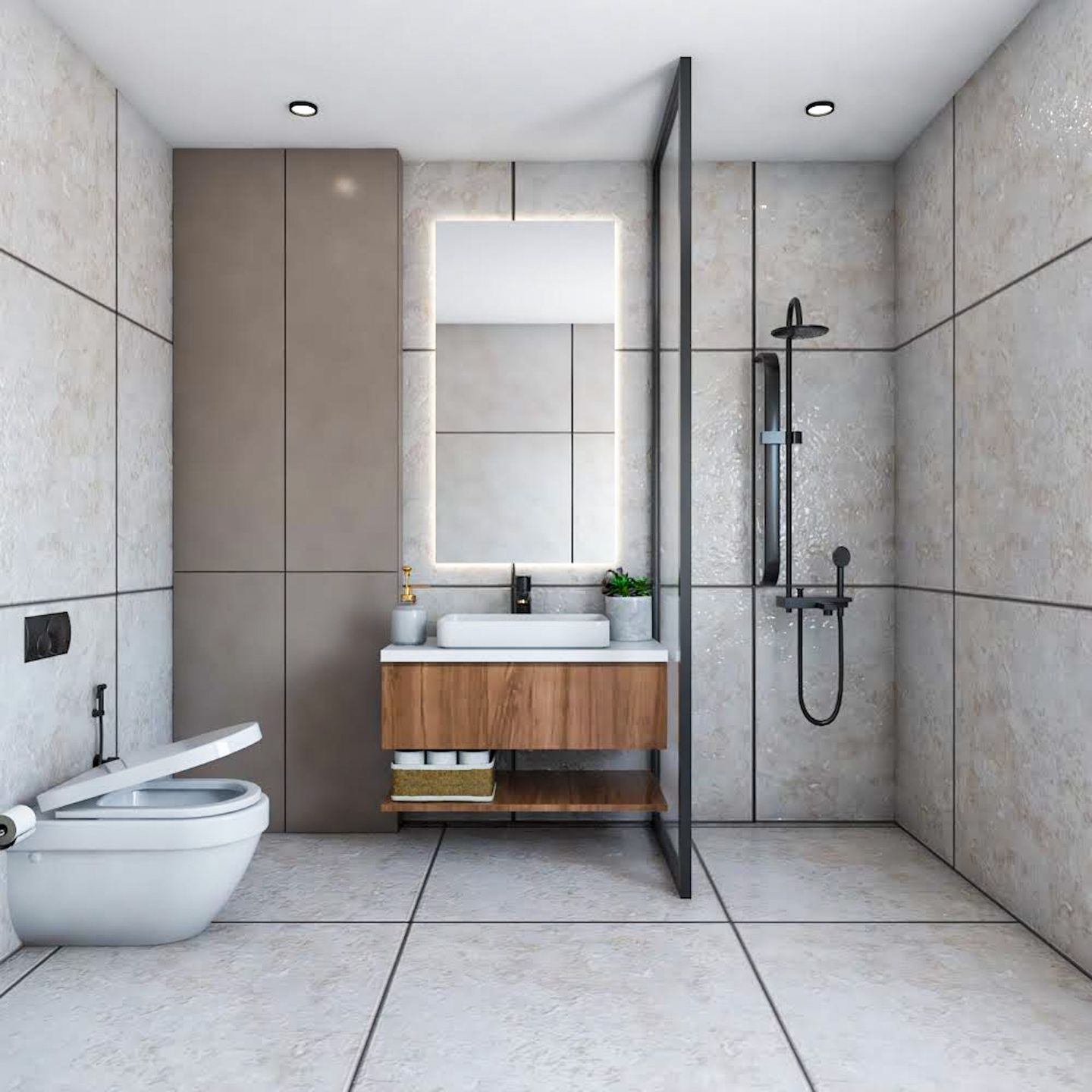 Cream Bathroom Design With Minimalistic Interiors - Livspace