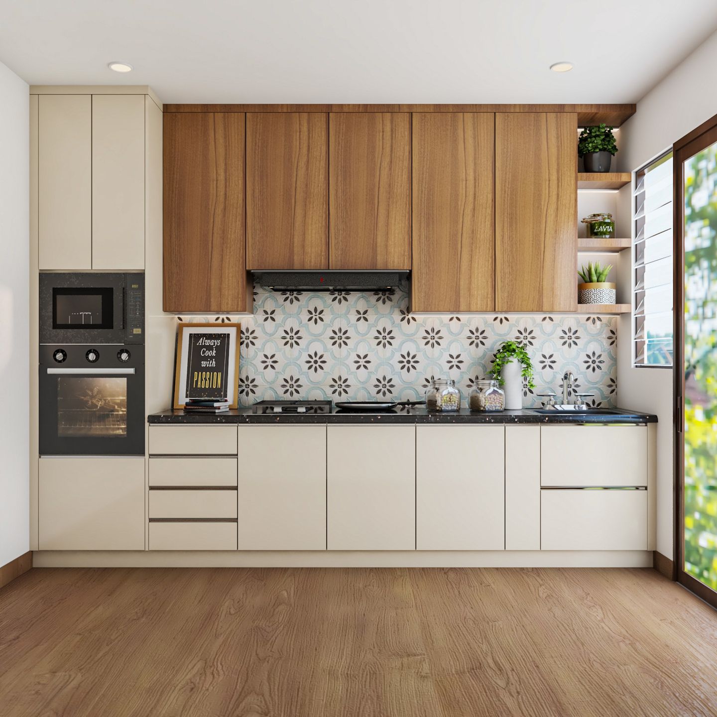 Ceramic Multicolored Matte Finish Kitchen Tile Design- Livspace