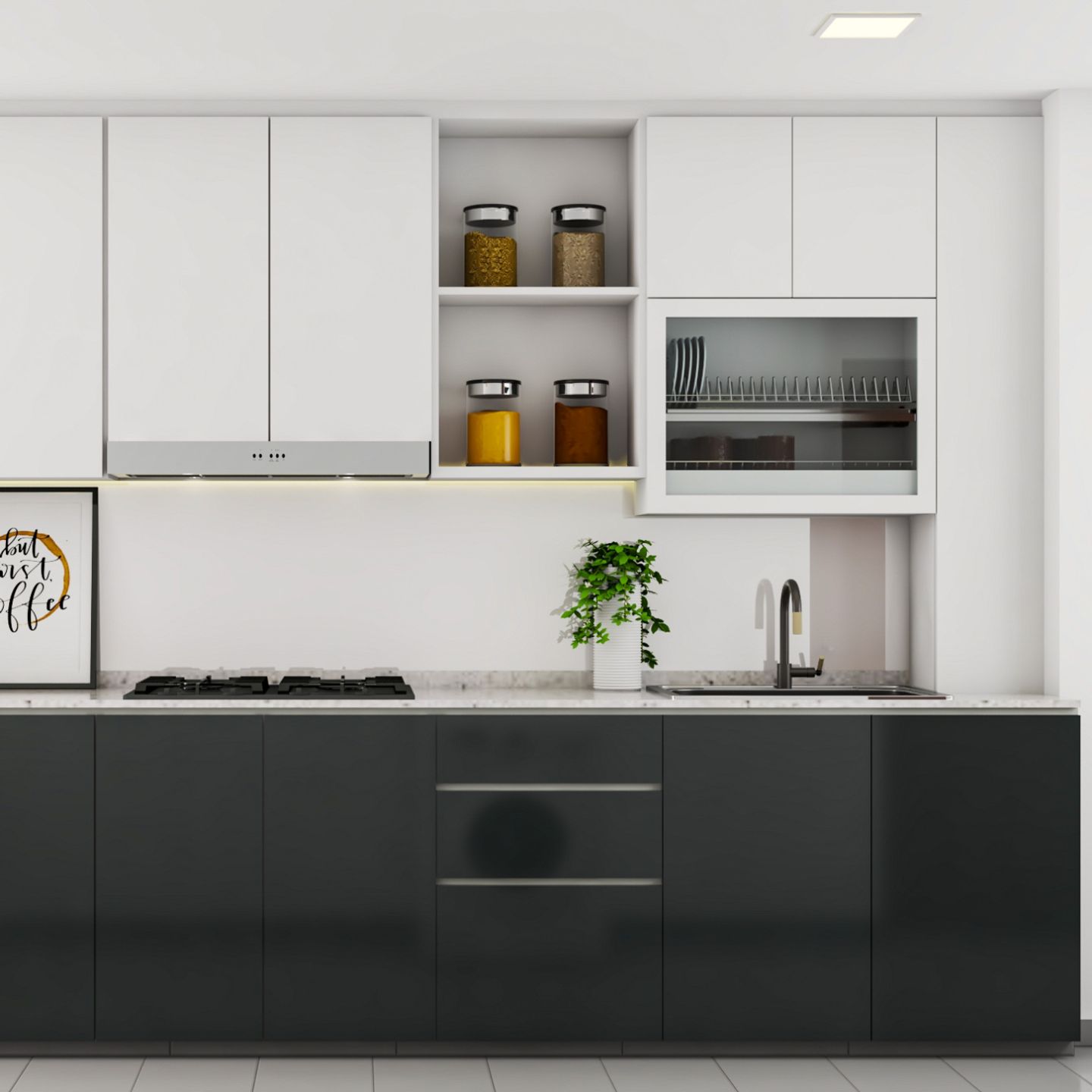 Contemporary Grey Laminates Design For Kitchen Cabinets