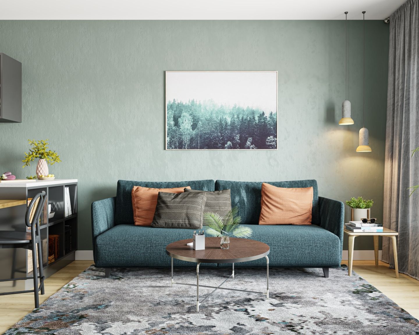 Pistachio Green Wall Paint For Living Rooms - Livspace