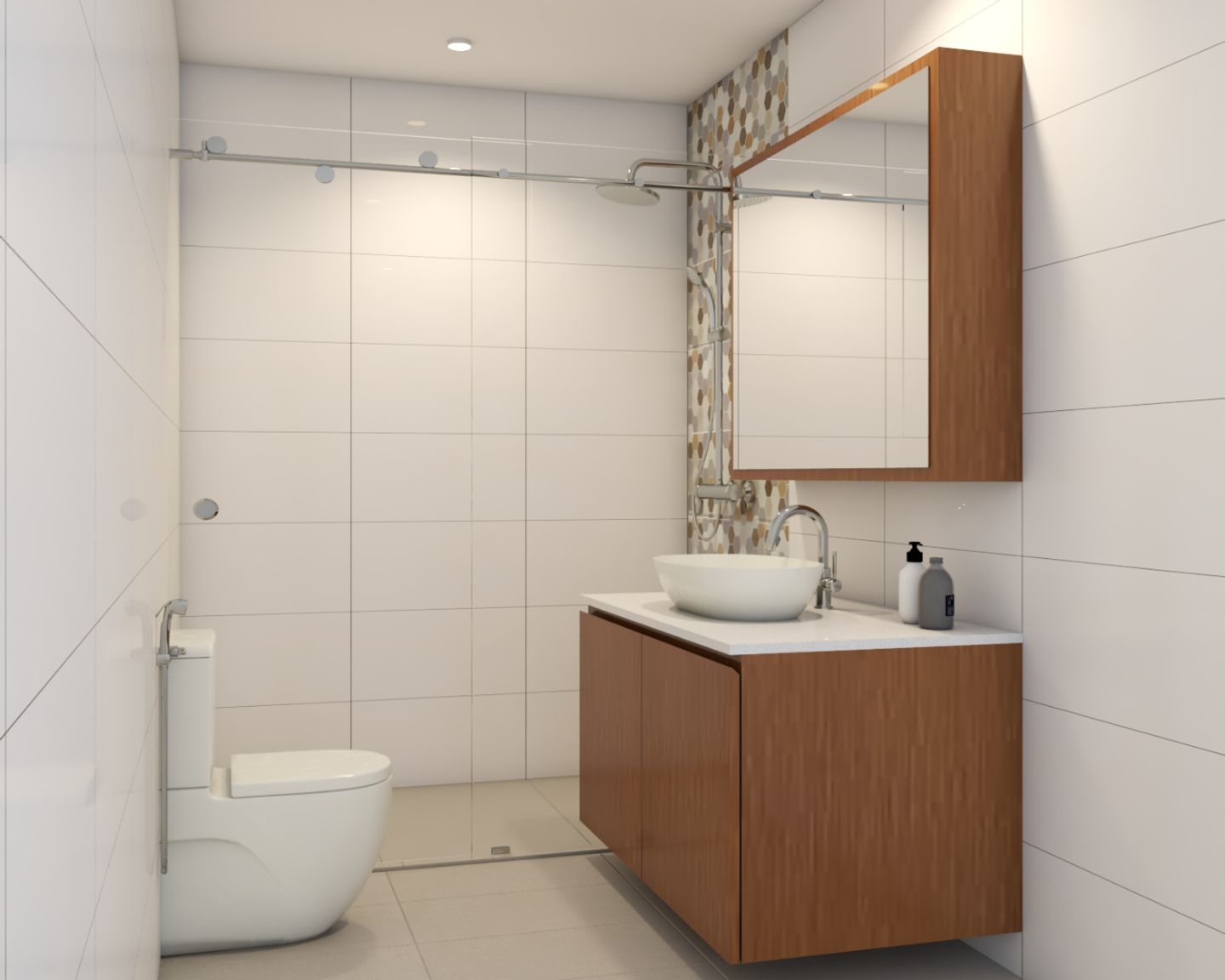 Modern White Bathroom Design - Livspace
