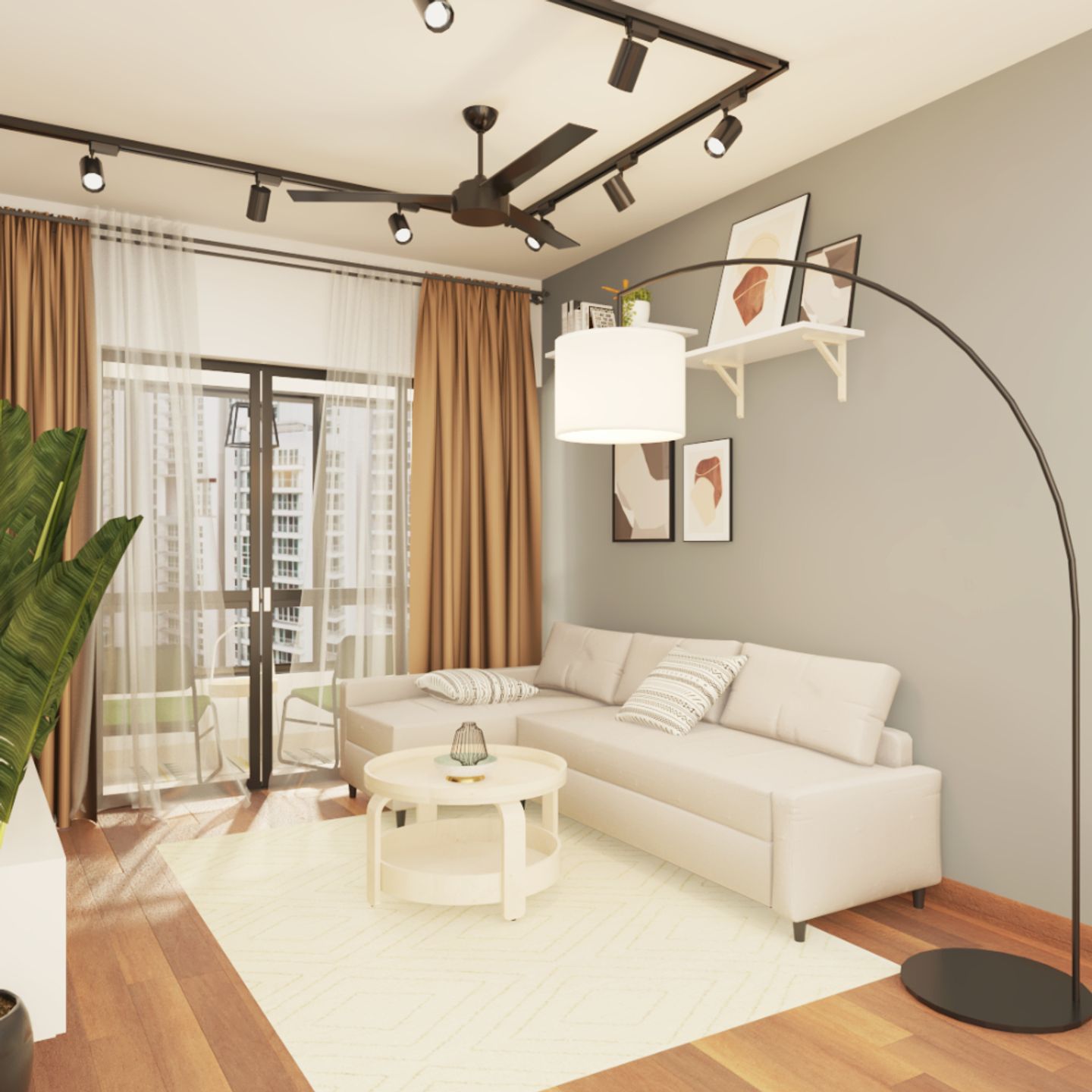 Spacious Scandinavian Living Room - Livspace