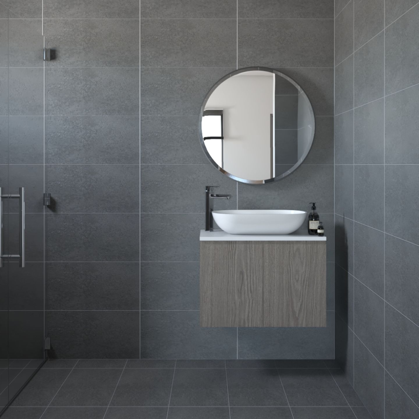 Dark Grey Bathroom Design - Livspace