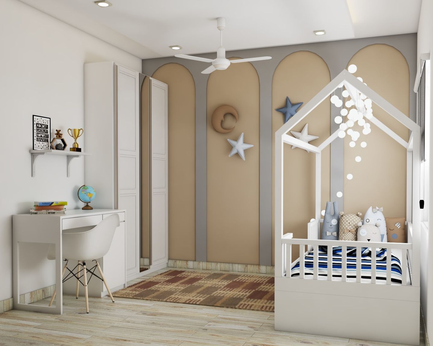 Grey And Brown Kid's Bedroom Design - Livspace