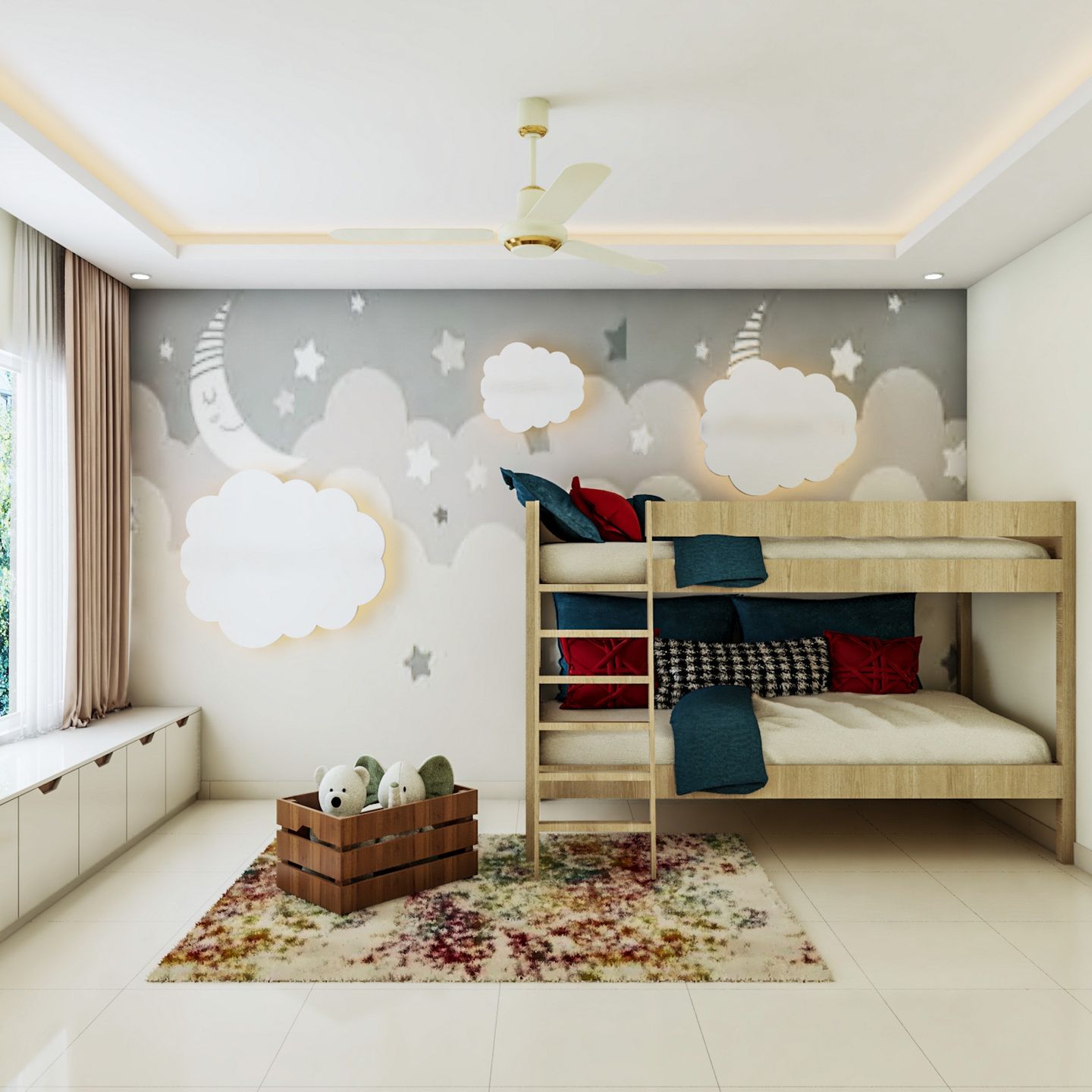 Two-Sharing Kid's Bedroom Design - Livspace