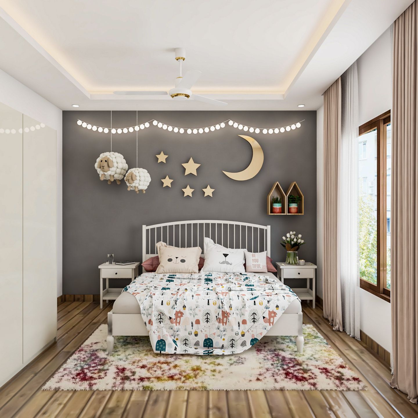 Kid's Bedroom With Recessed Spotlights - Livspace
