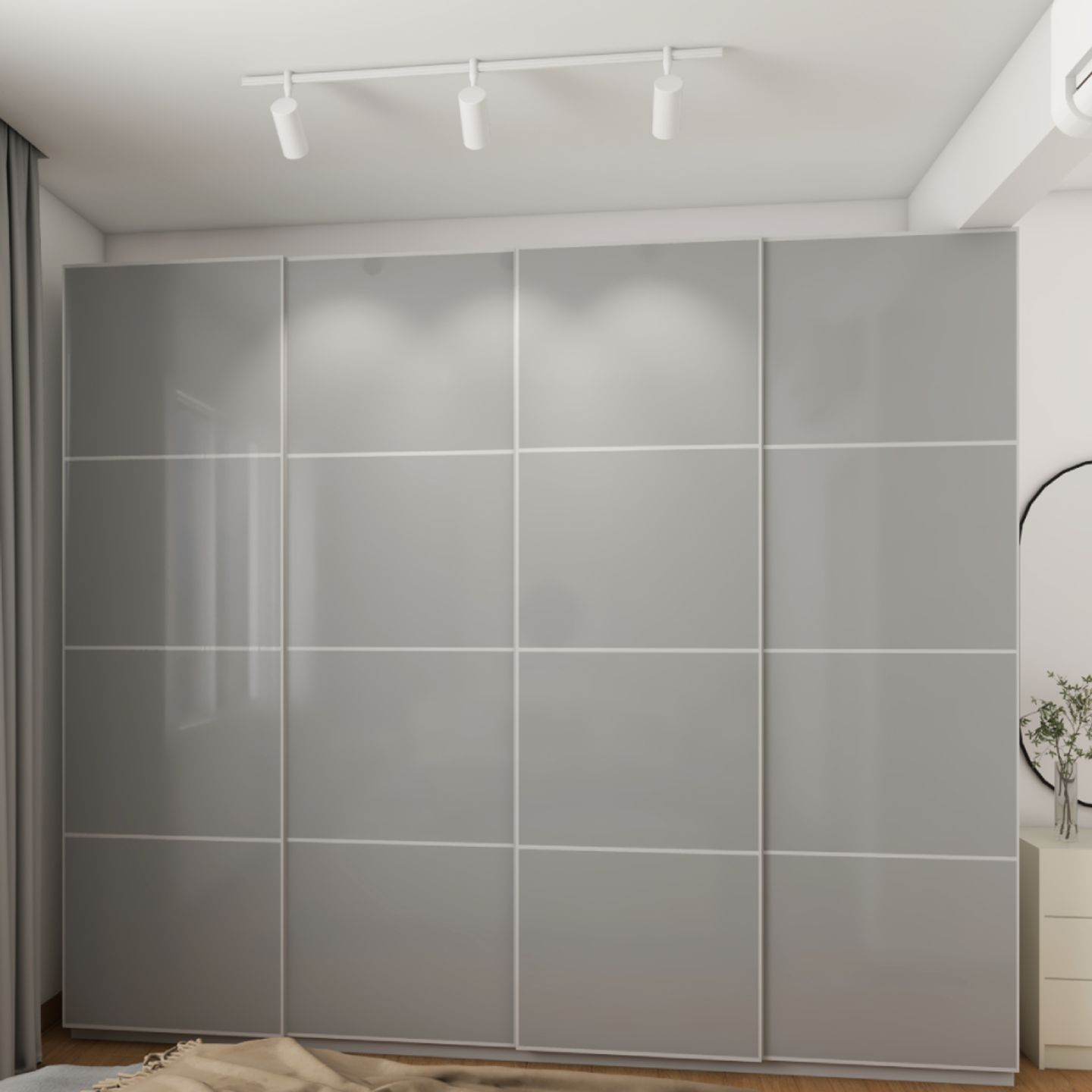 Light Grey Wardrobe Design - Livspace