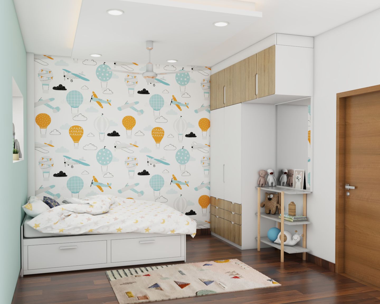 Kid's Bedroom Design With Wooden Flooring - Livspace