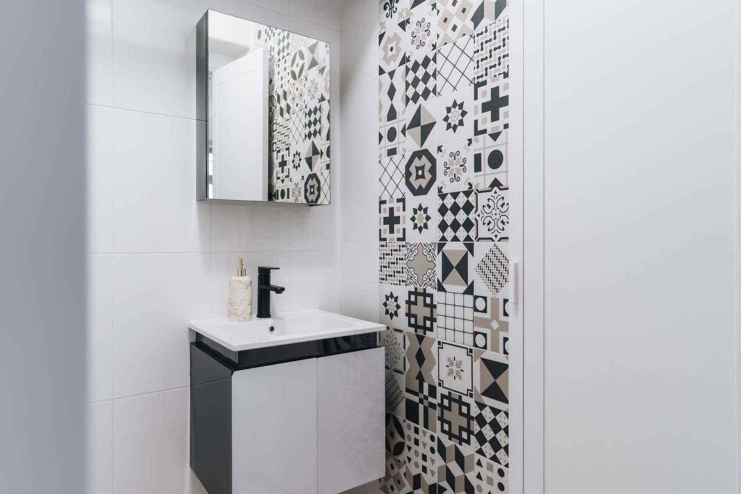 Compact White Bathroom Design - Livspace