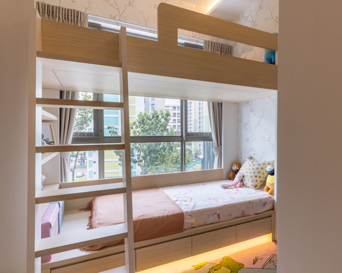 Minimalist Design With Wooden Bunk Bed For A Two-Sharing Space - Livspace