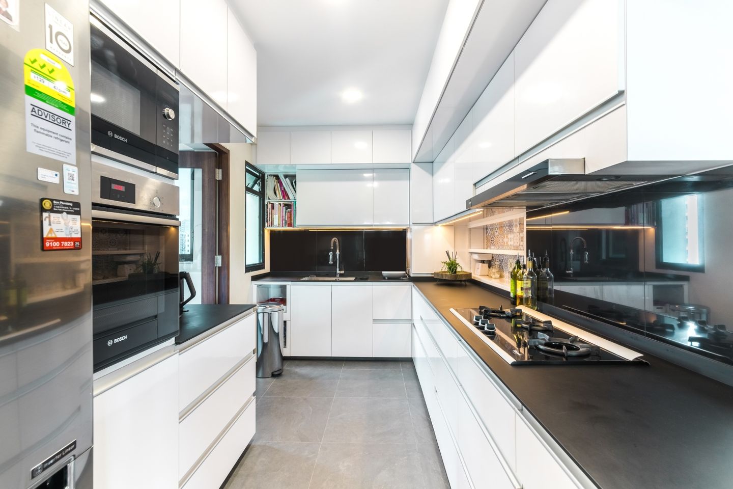 White Parallel Kitchen Design - Livspace