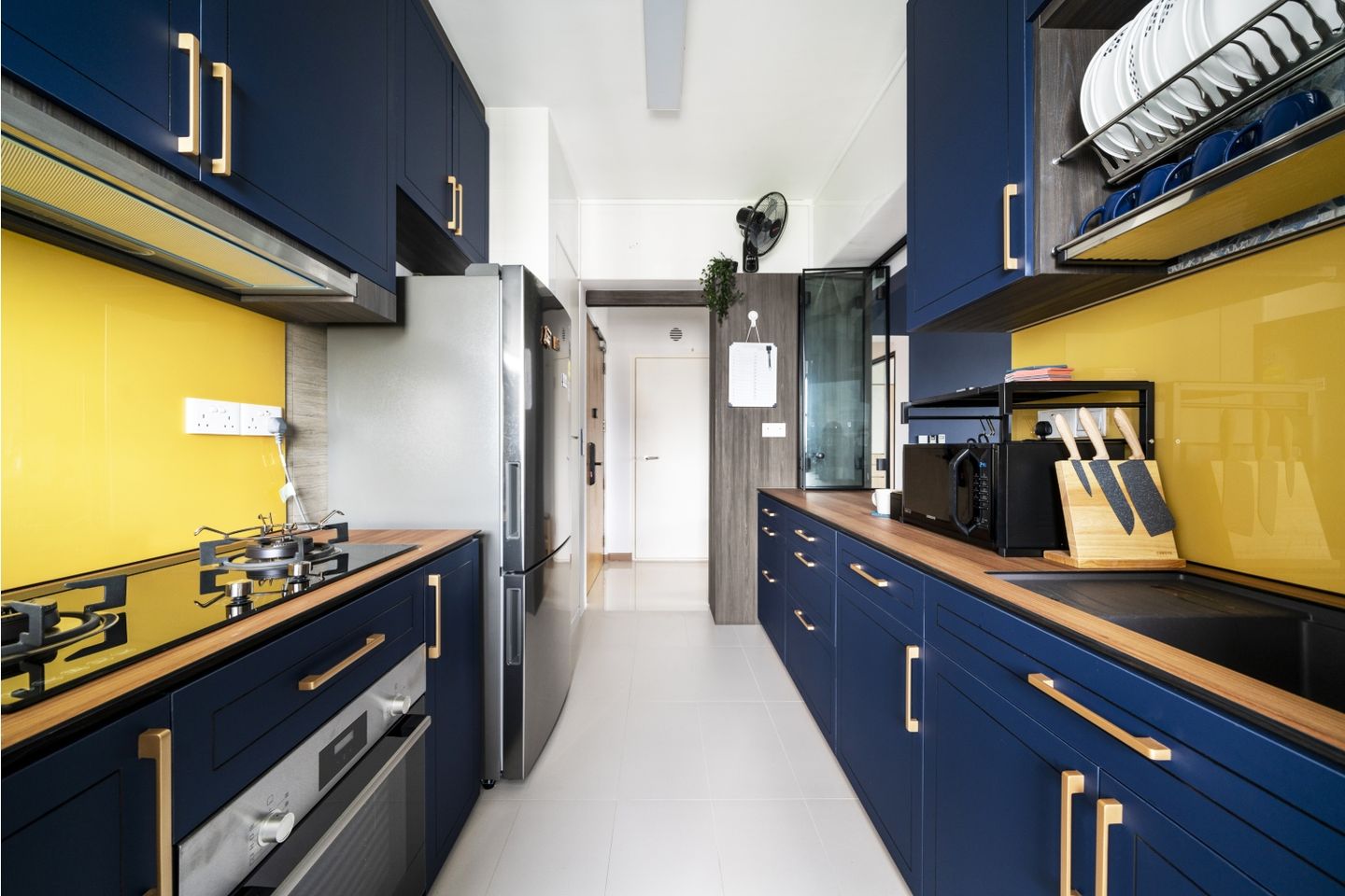 Blue And Yellow Kitchen Design - Livspace