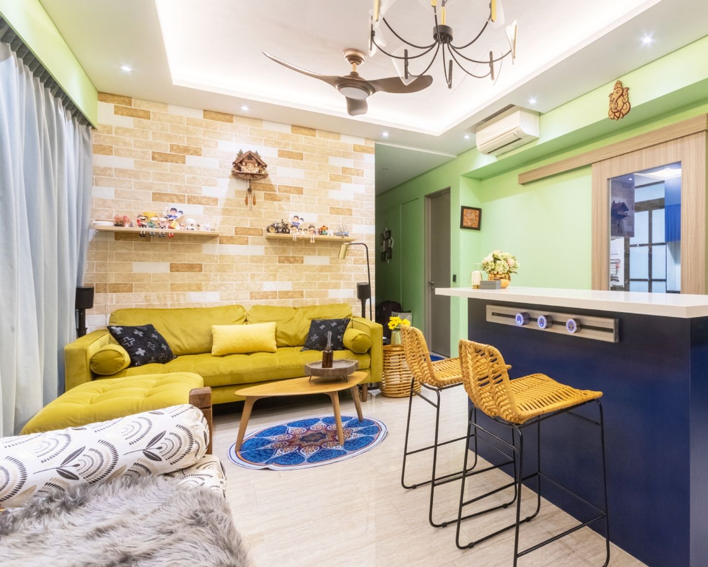 Colourful Living Room Design - Livspace