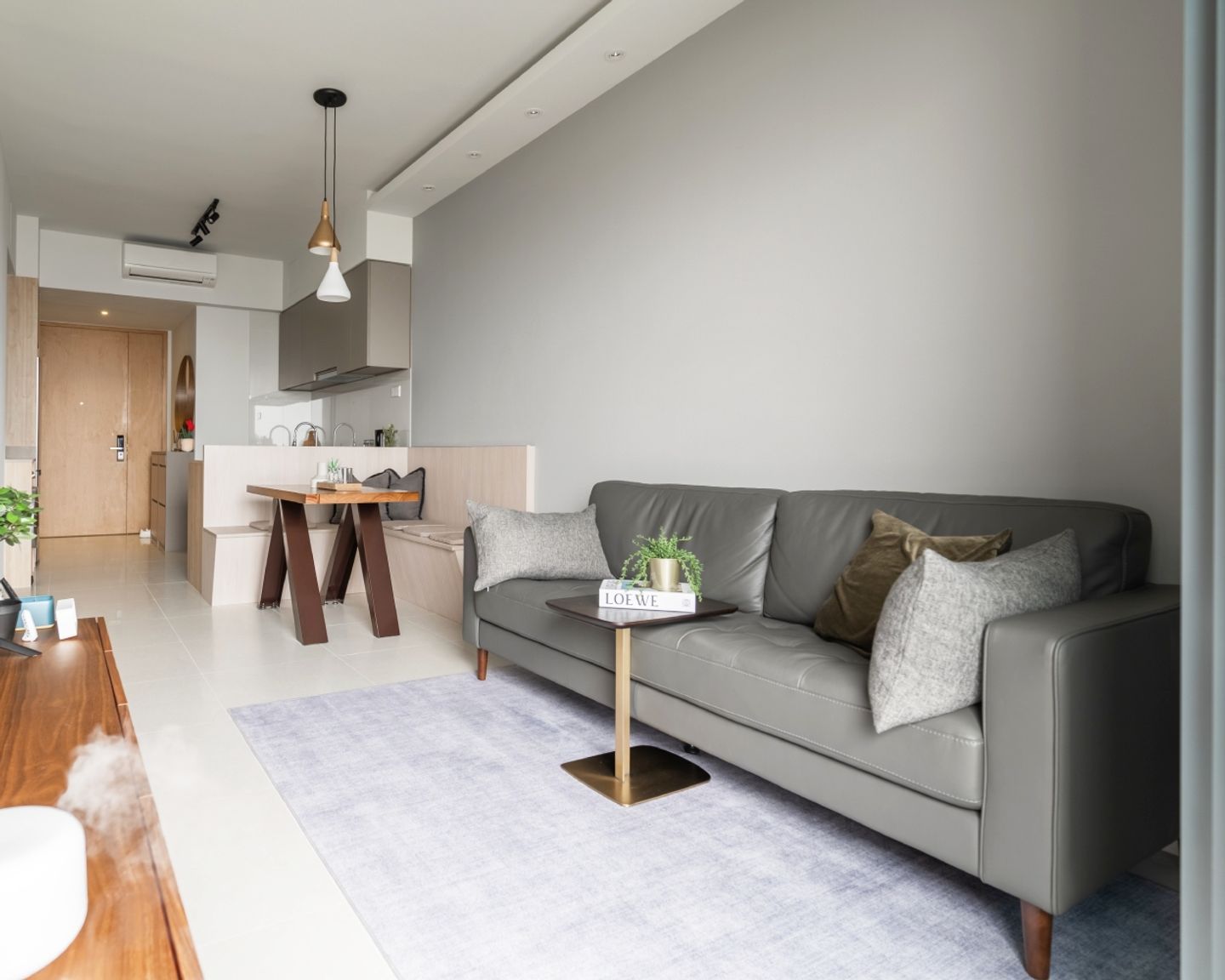 White And Grey Living Room Design - Livspace