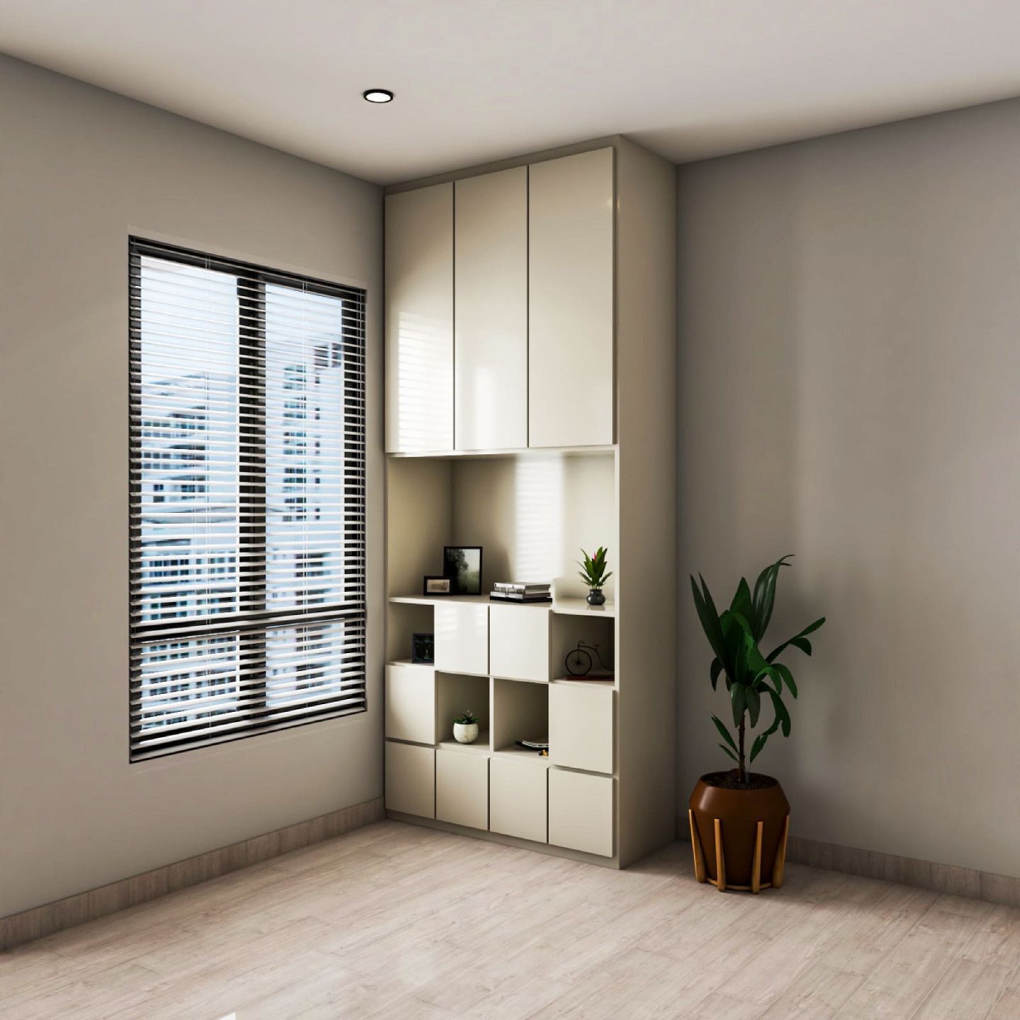 Contemporary Interior Design With Open And Closed Storage - Livspace