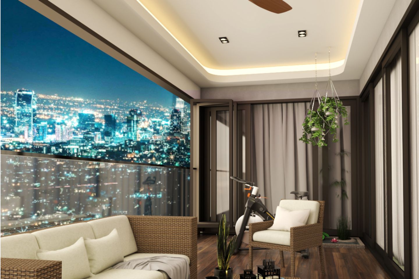 Modern False Ceiling Design With Spotlights And Cove Lights