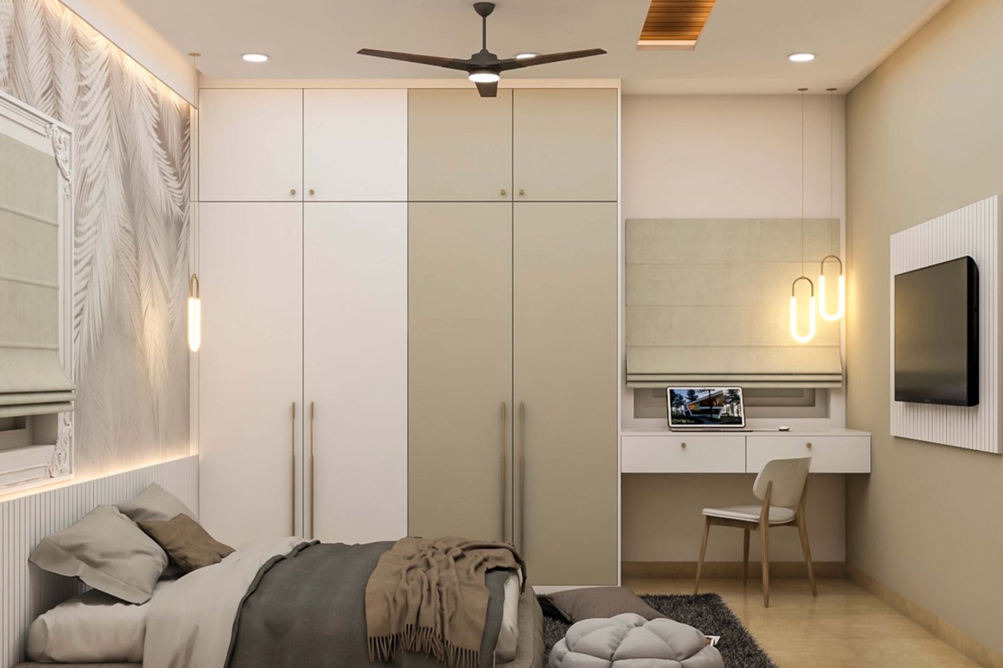 Modern False Ceiling With Drop Lights - Livspace