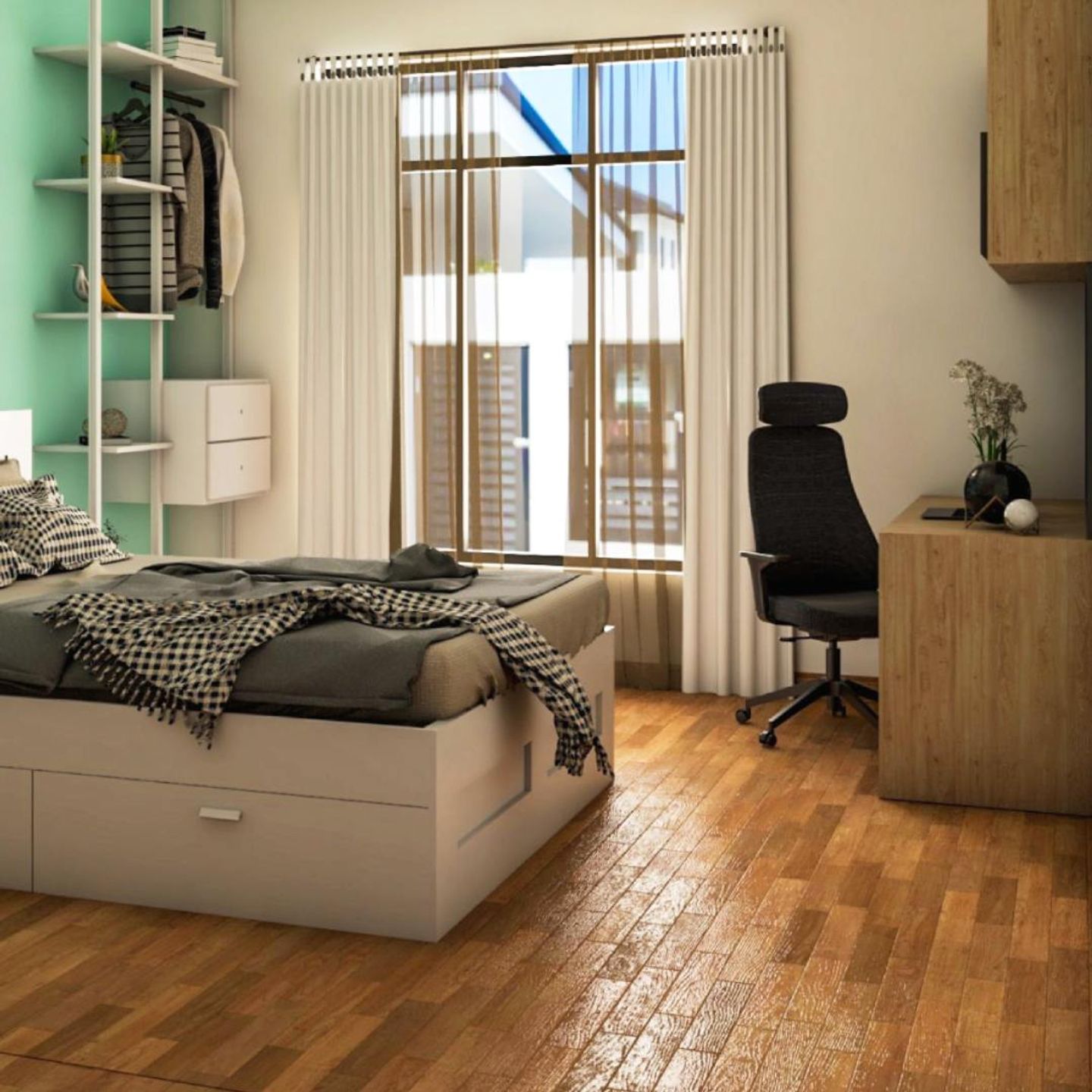 Contemporary Rectangular Brown Wooden Flooring Design - Livspace