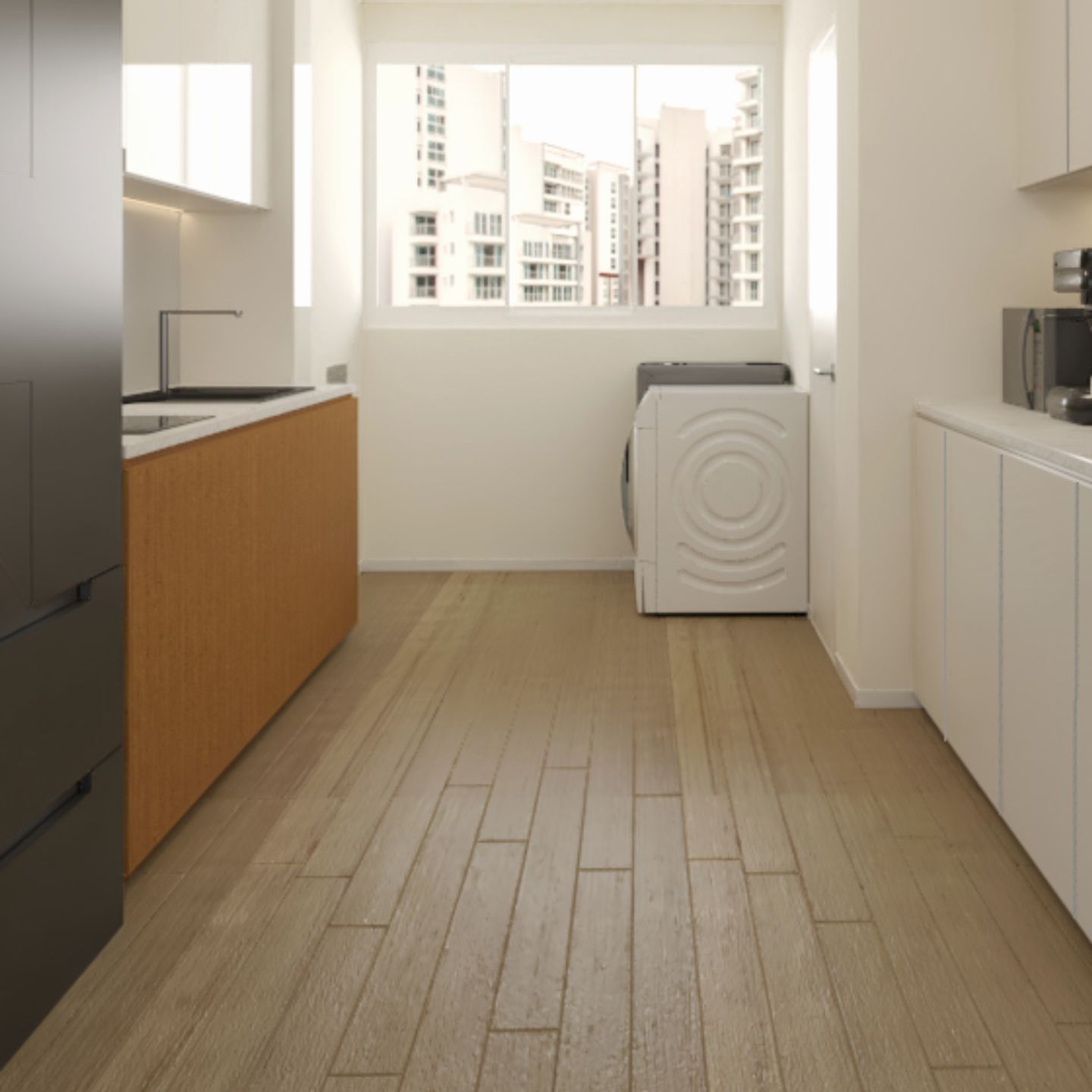 Light Oak Brown Flooring Design With A Matte Finish - Livspace