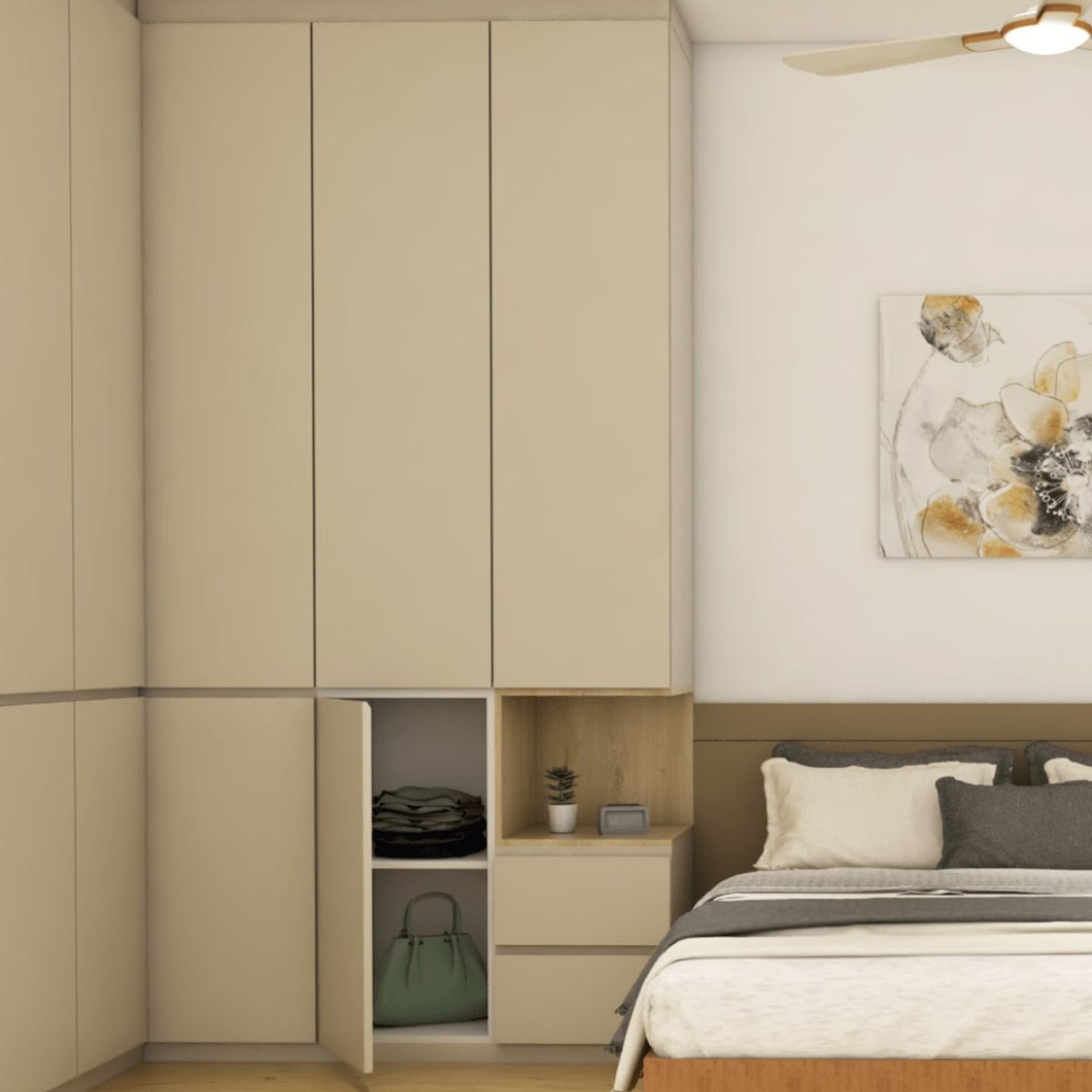 Beige Laminate Design For Cabinets And Wardrobes - Livspace