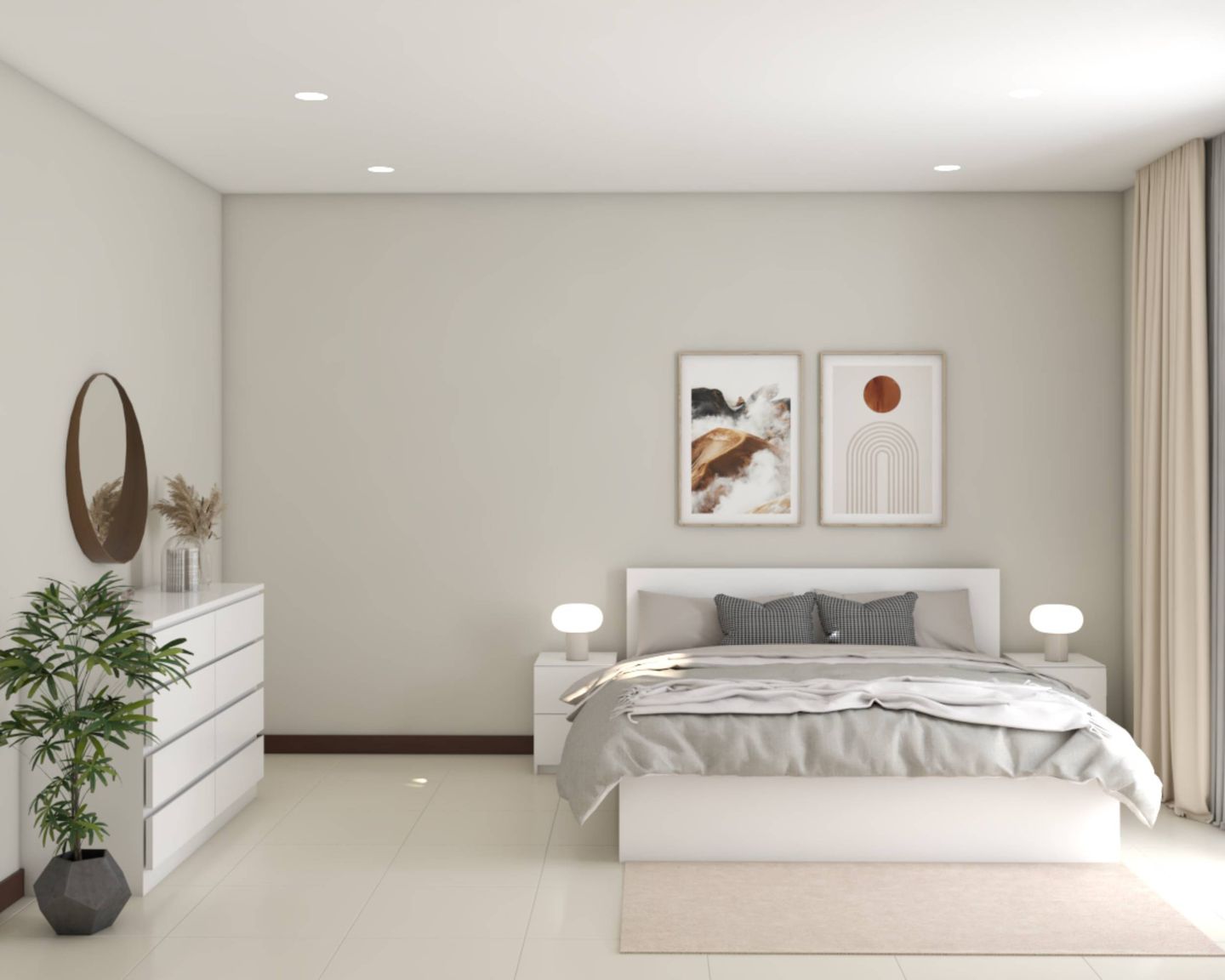 All-White Master Bedroom Design - Livspace