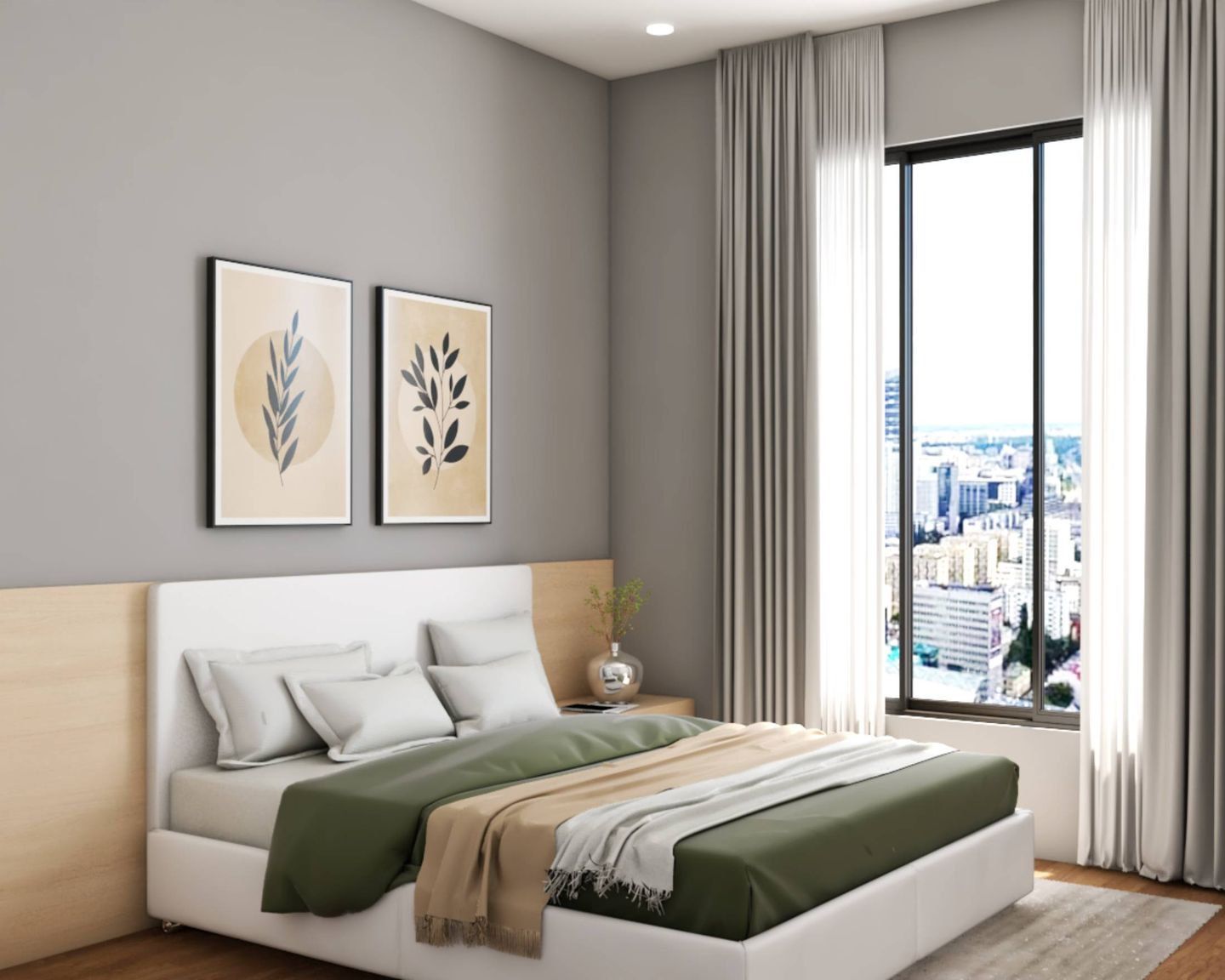 Grey Wall Paint Design For Bedrooms - Livspace