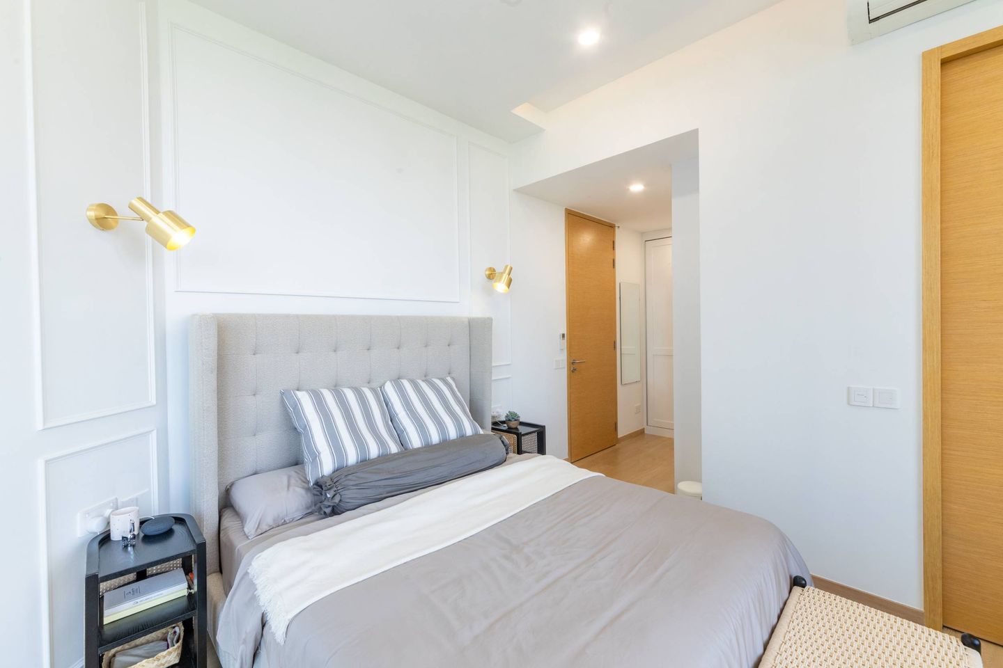 Light-Coloured Master Bedroom Design - Livspace