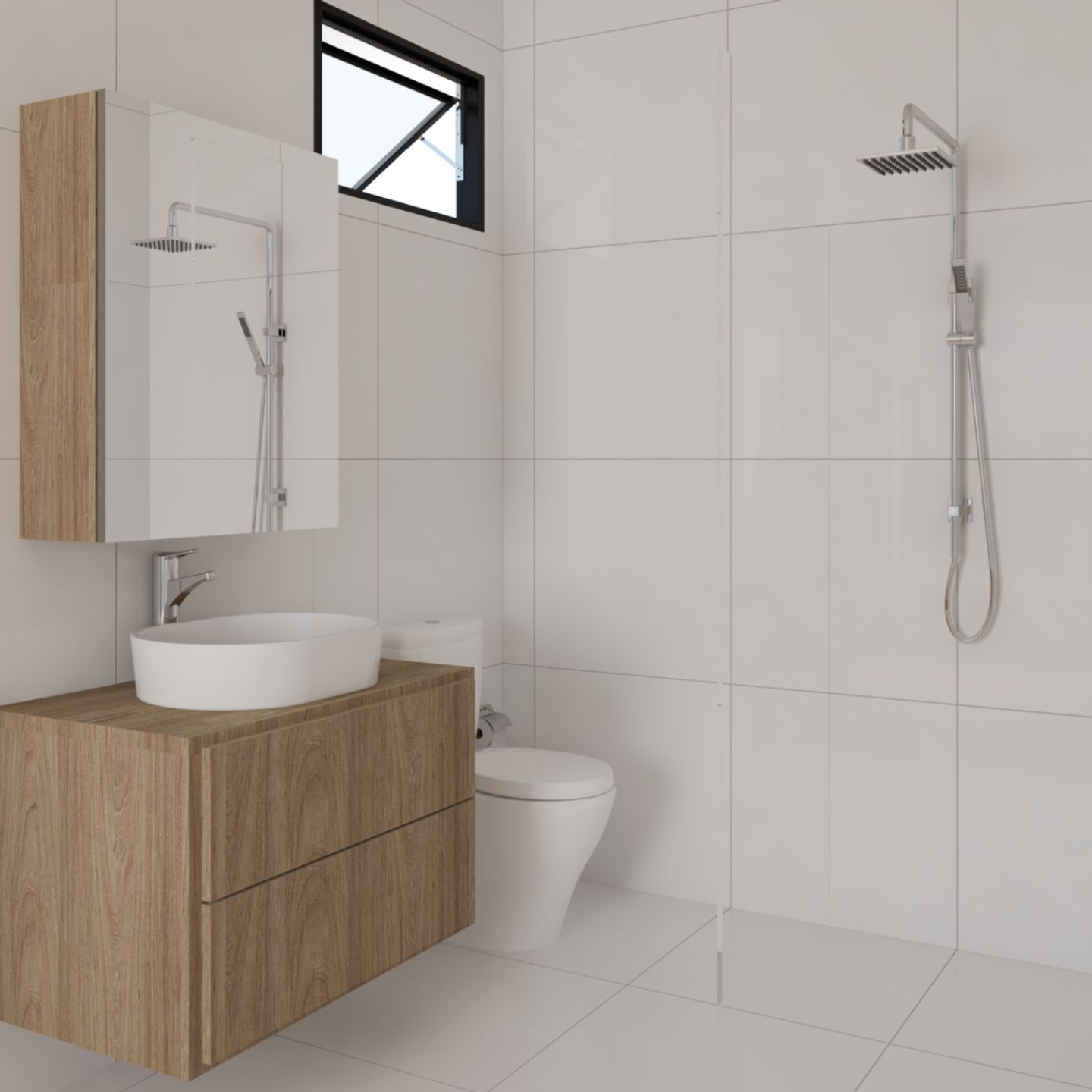 White Minimal Bathroom Design - Livspace