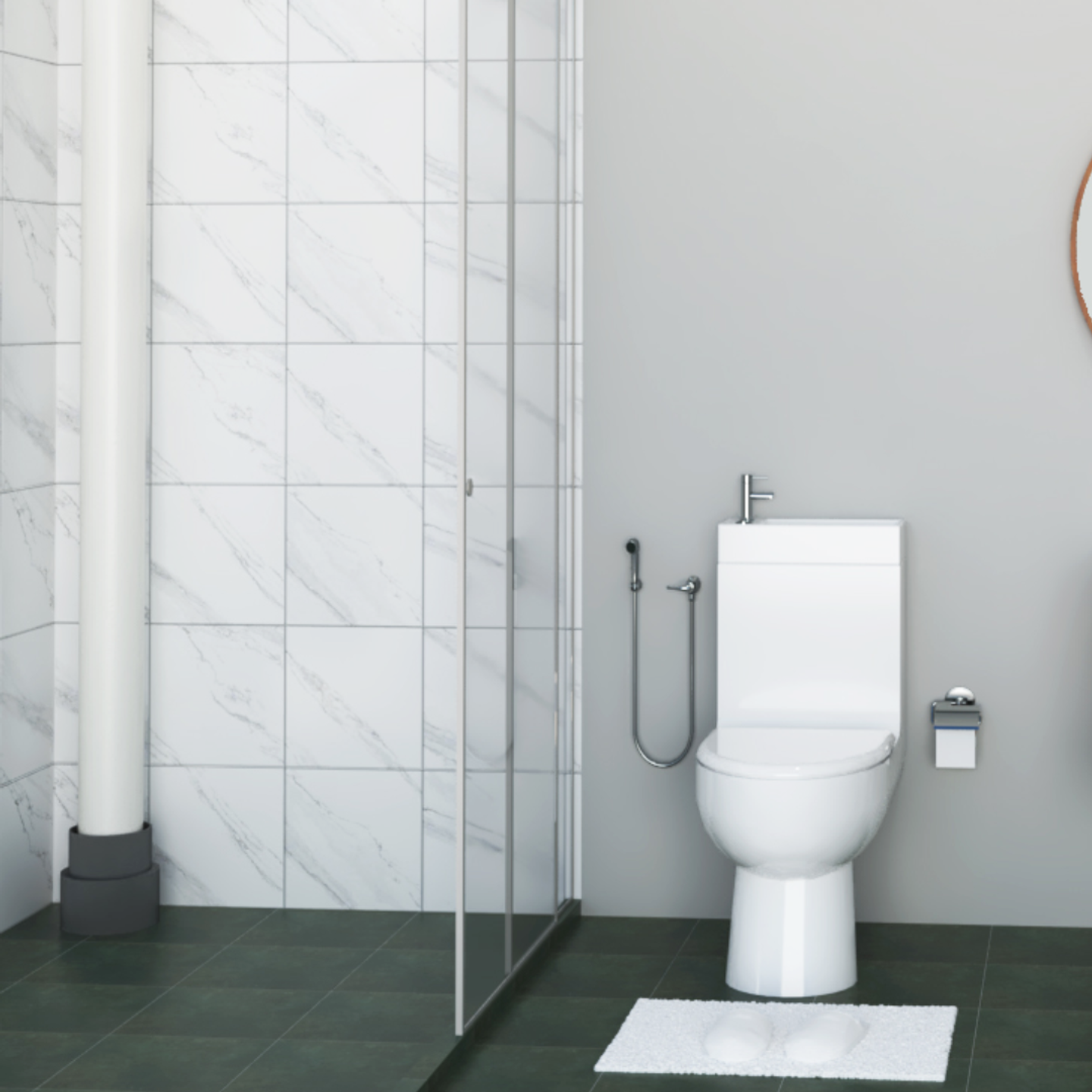 Glossy White Bathroom Tiles - Livspace