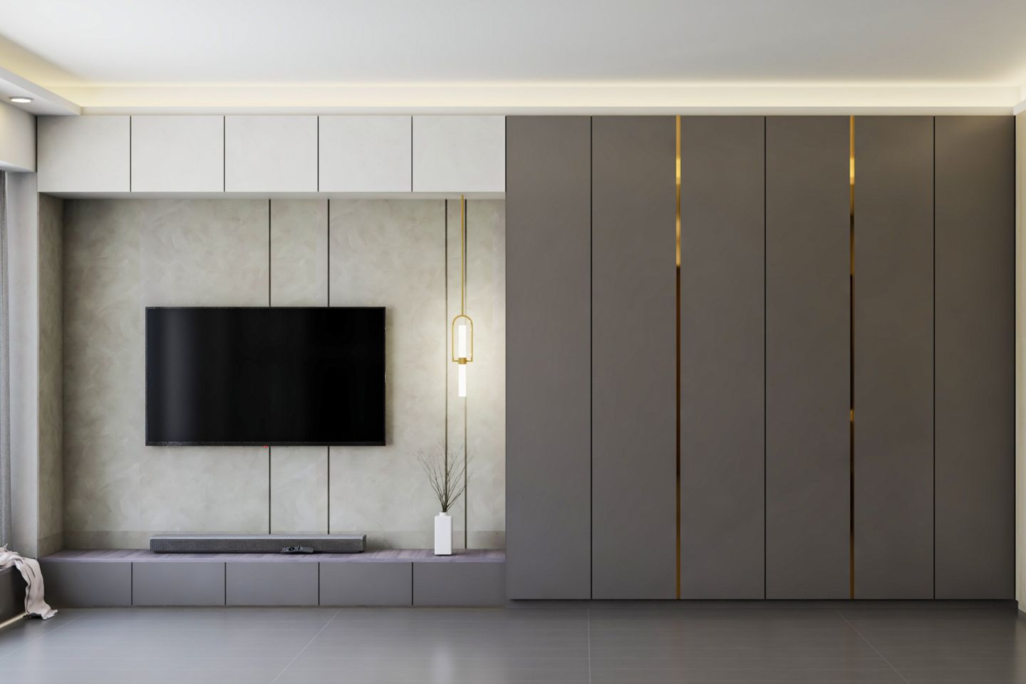 Spacious TV Unit Design With Five Wall Units | Livspace