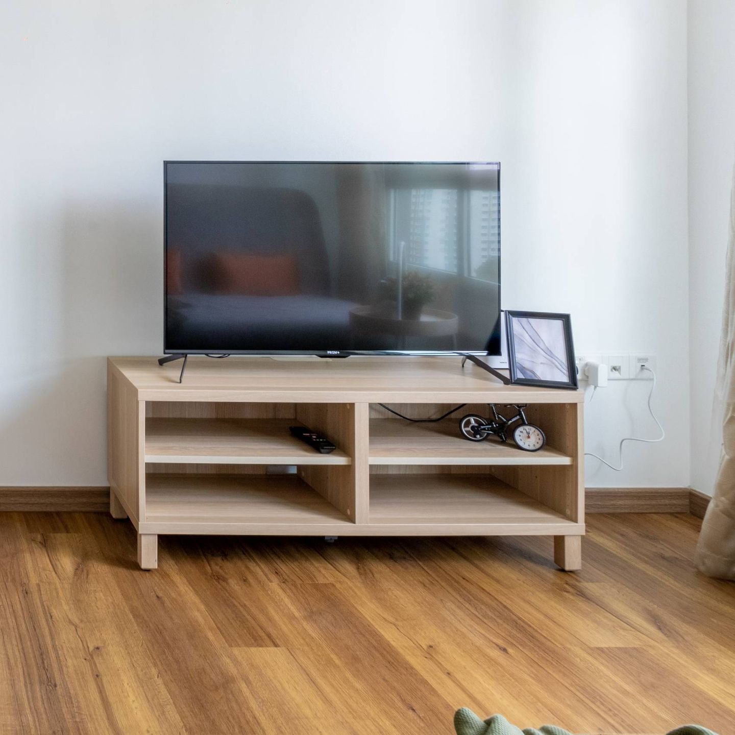 Wooden TV Unit With Shelves - Livspace