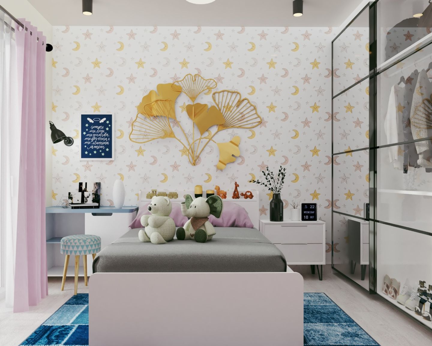 Durable White Wallpaper Design For Kids' Rooms - Livspace