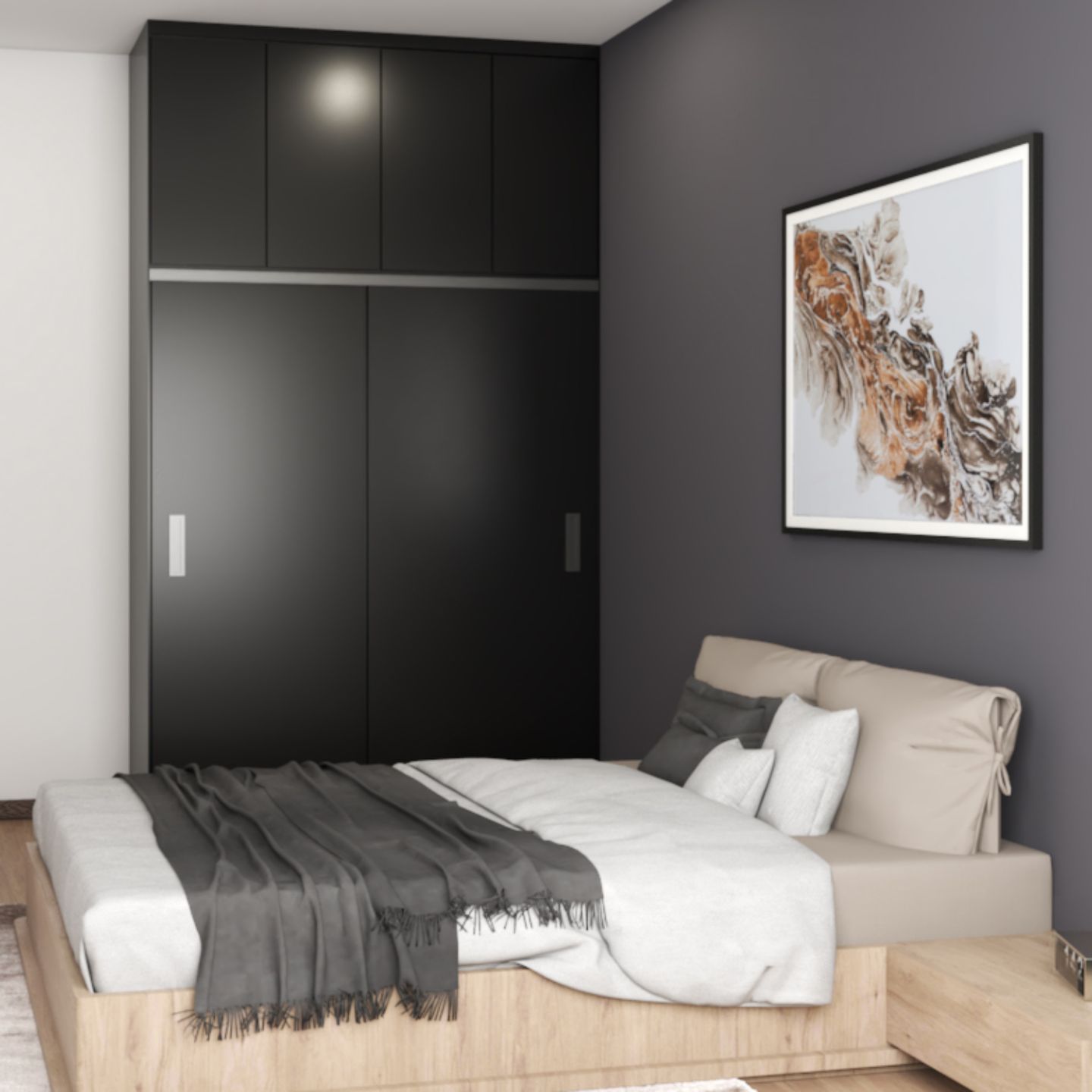 Contemporary Grey Bedroom Wardrobe Design Livspace