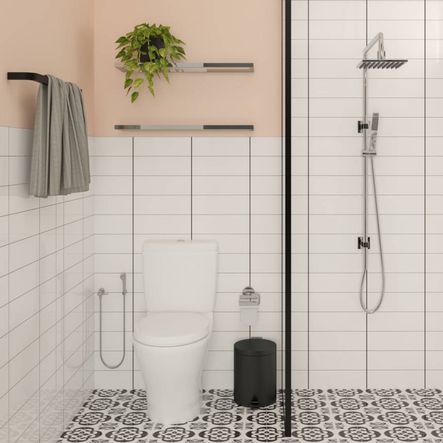 Pink And White Bathroom Interior Design - Livspace