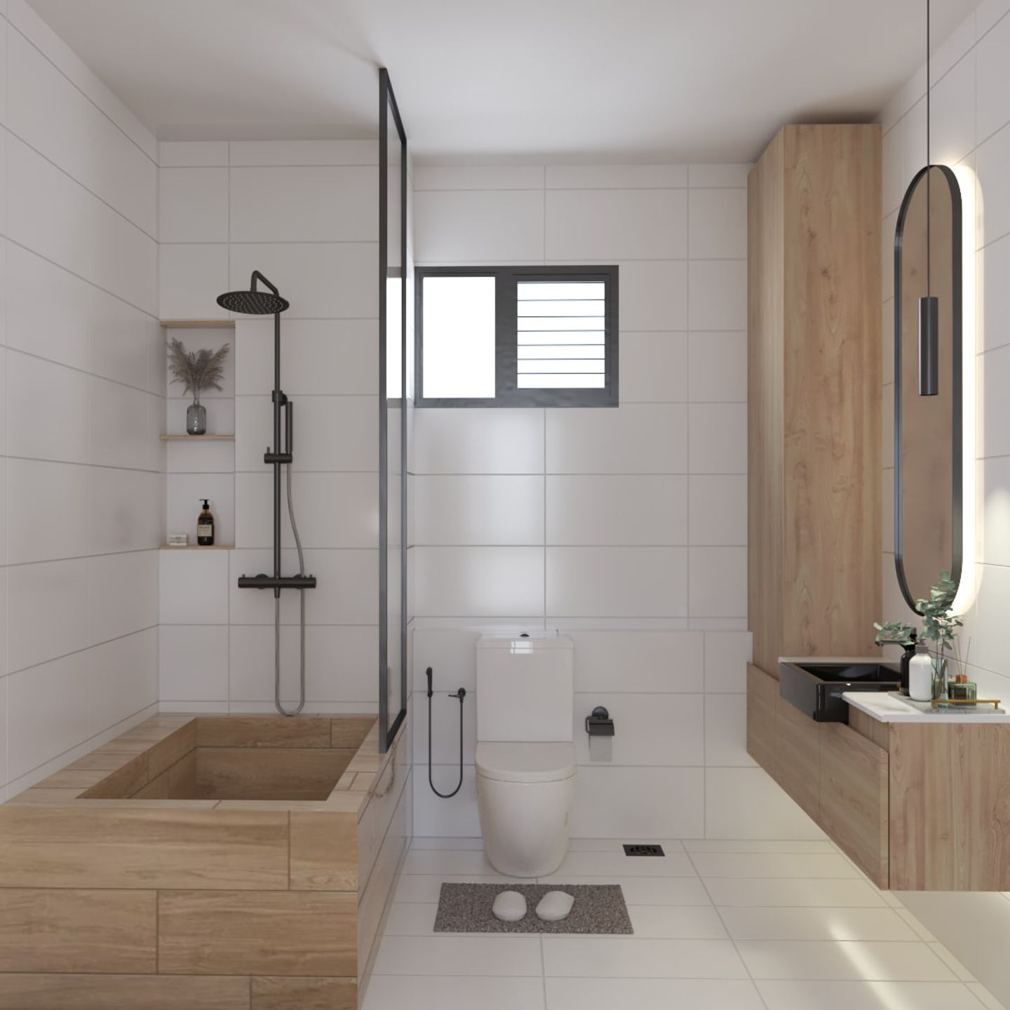 Modern White Bathroom Design With A Bathtub - Livspace
