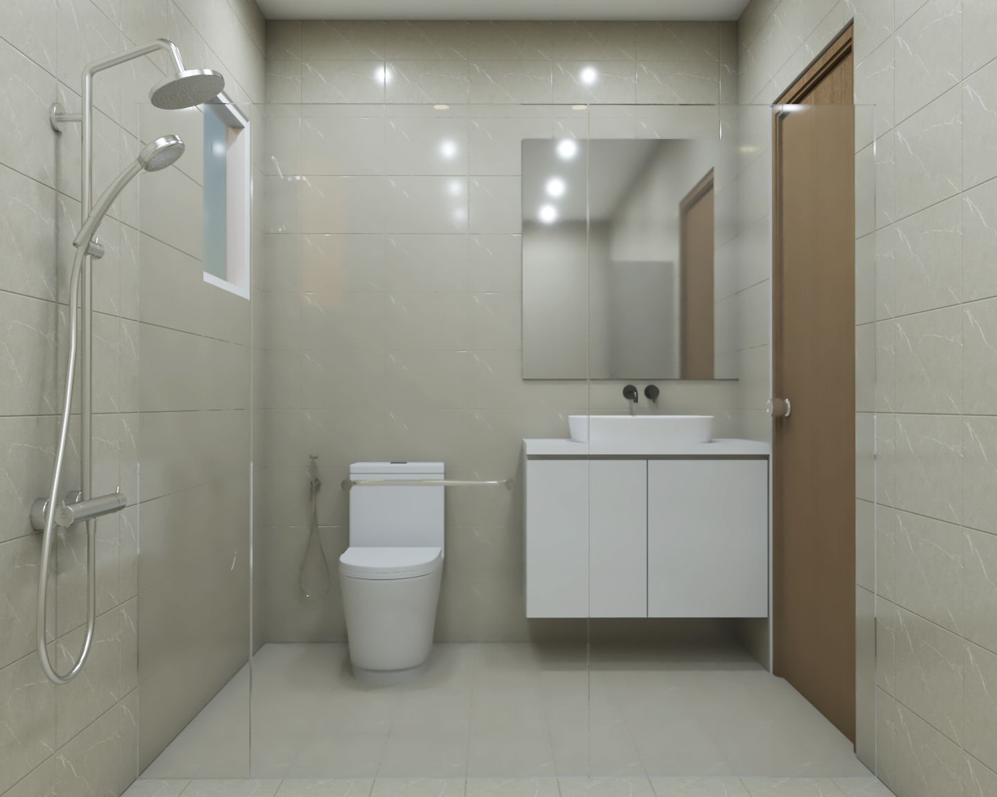 Glossy White Bathroom Interior Design - Livspace