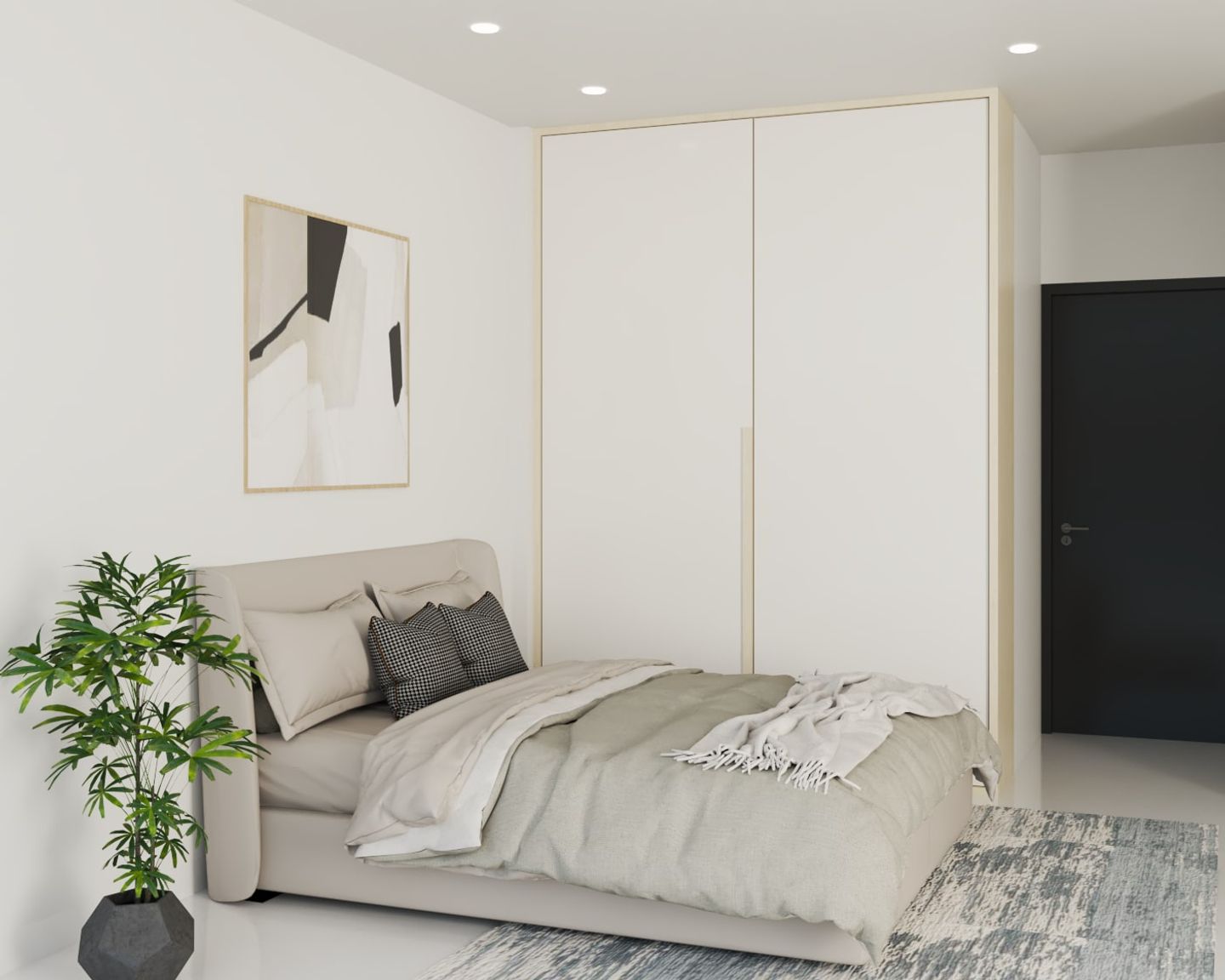 Master Bedroom With White Hinged Wardrobe - Livspace