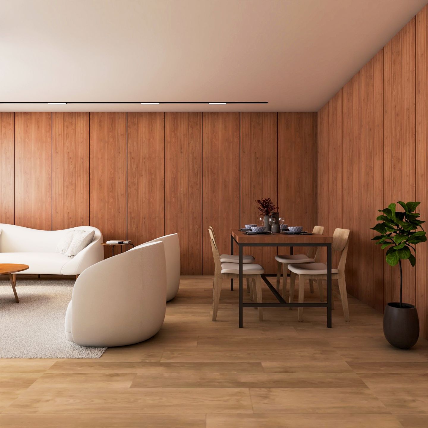 Wooden Dining Room Design For Four - Livspace