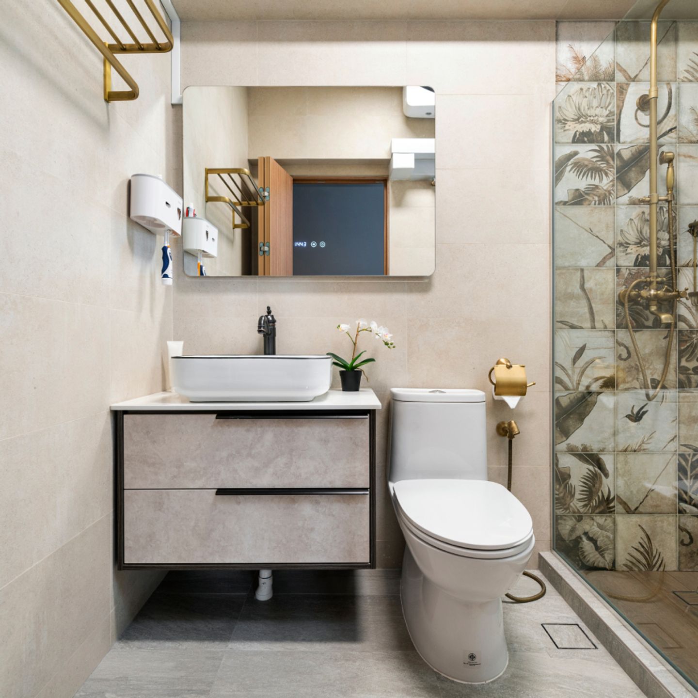 Minimal Bathroom Design With A Glass Partition - Livspace