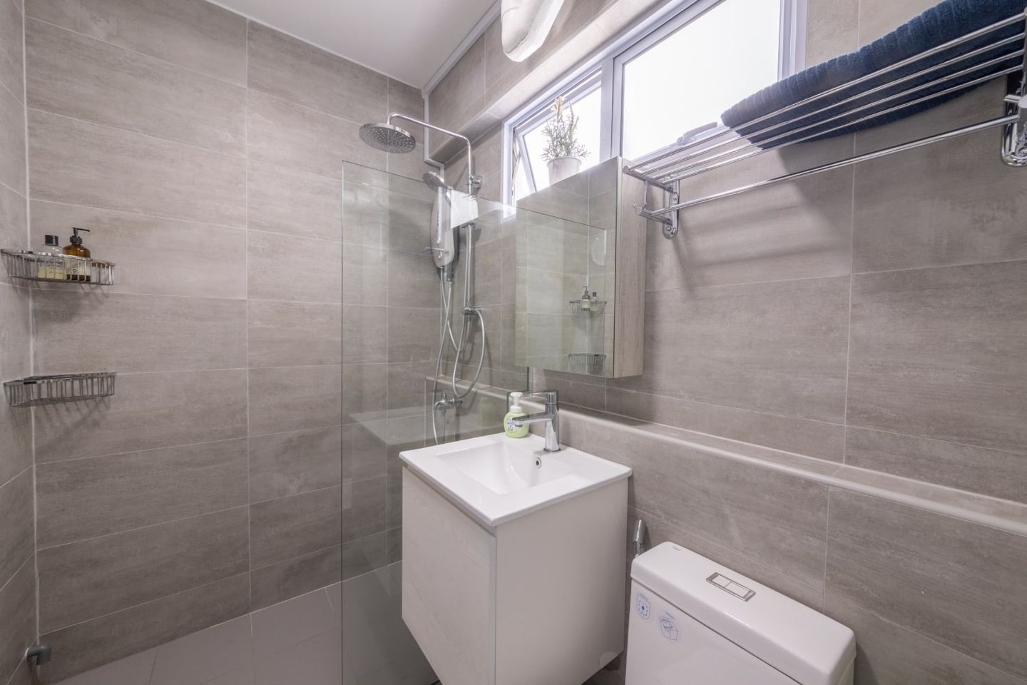 Neutral-Toned Bathroom Design With Maximum Storage  - Livspace