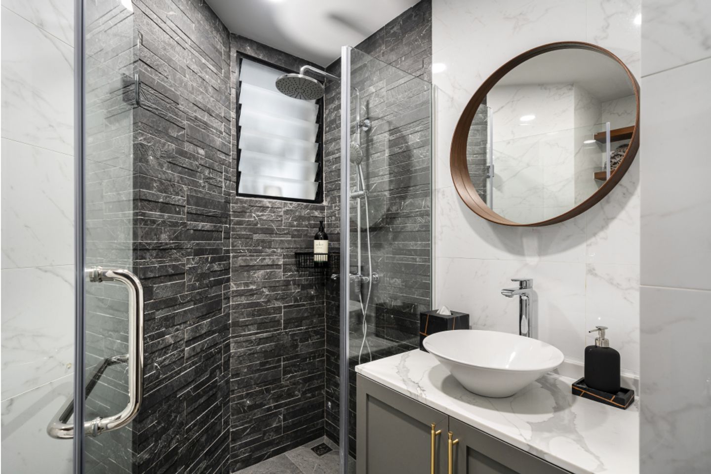 White And Grey Bathroom Interior Design - Livspace