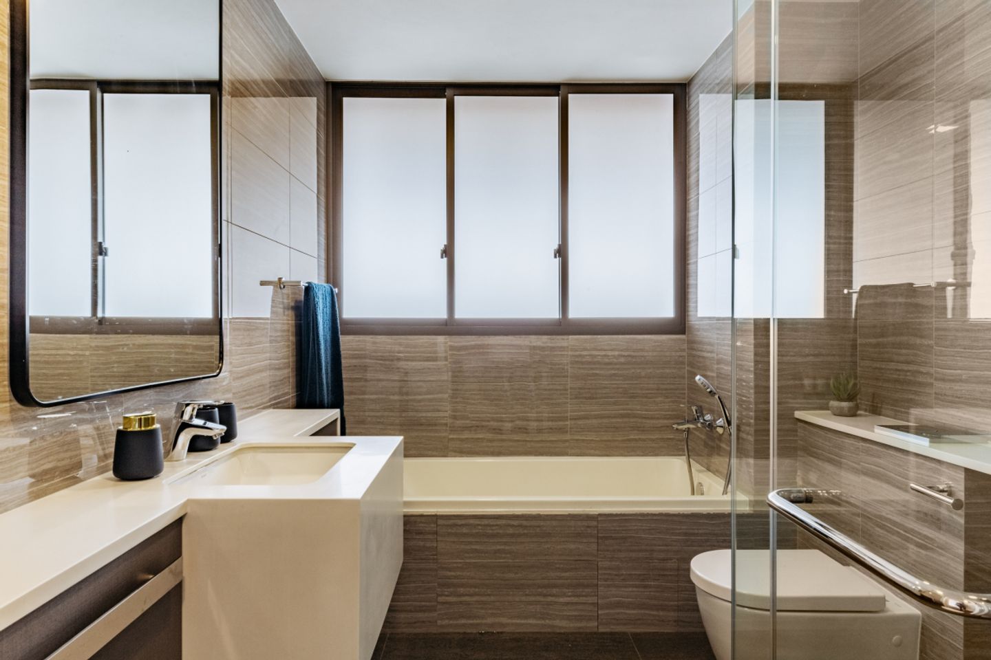 Beige And Brown Bathroom Interior Design - Livspace