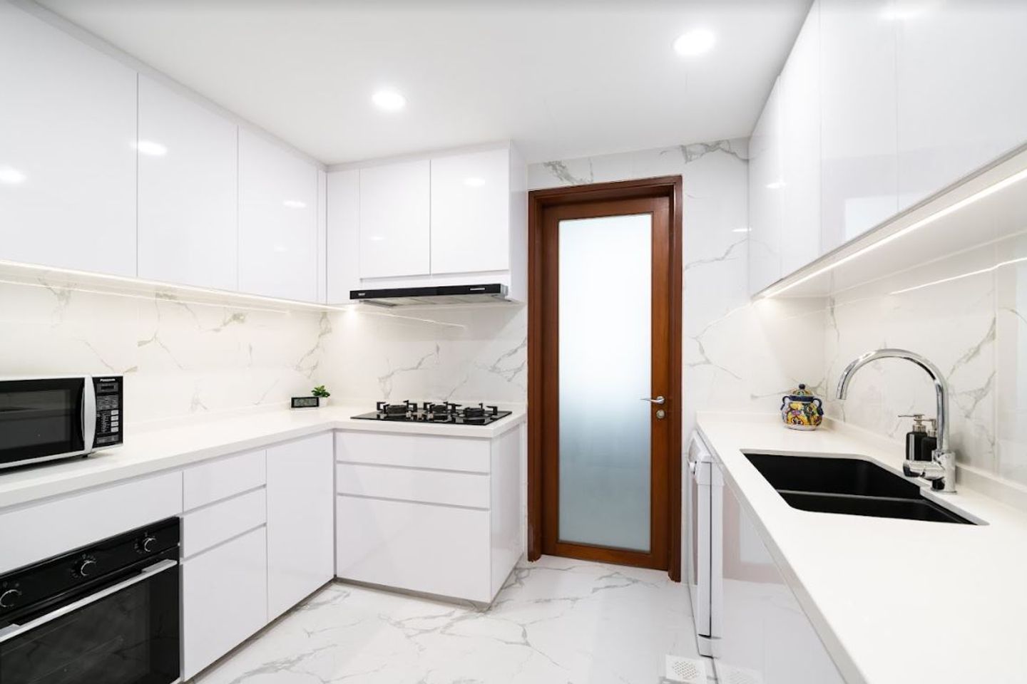 Minimal All-White Kitchen - Livspace